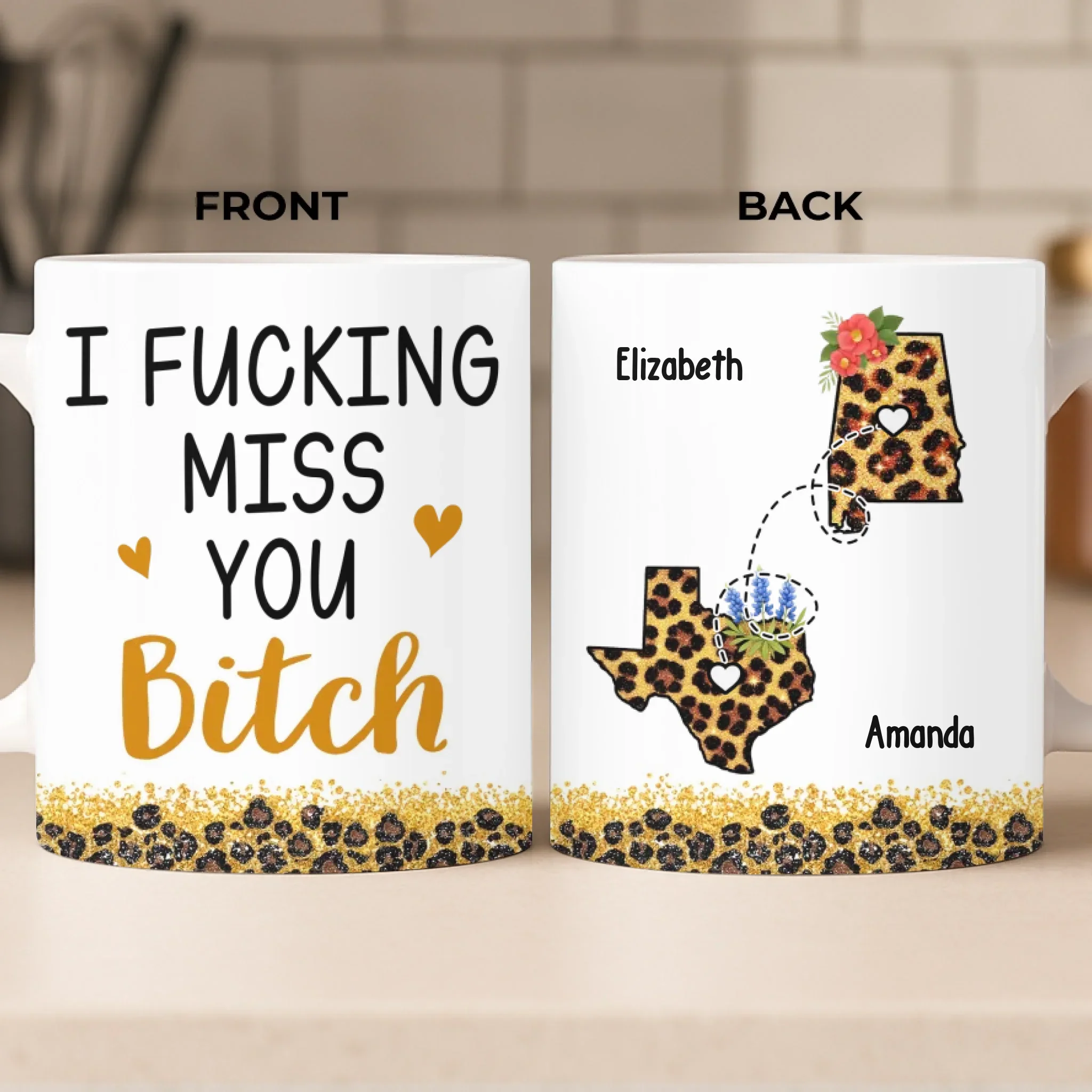Custom Long Distance Mug - Personalized Best Friend Birthday Gifts For Women, Besties, Sisters, BFF - Close Where It Counts - Robaser
