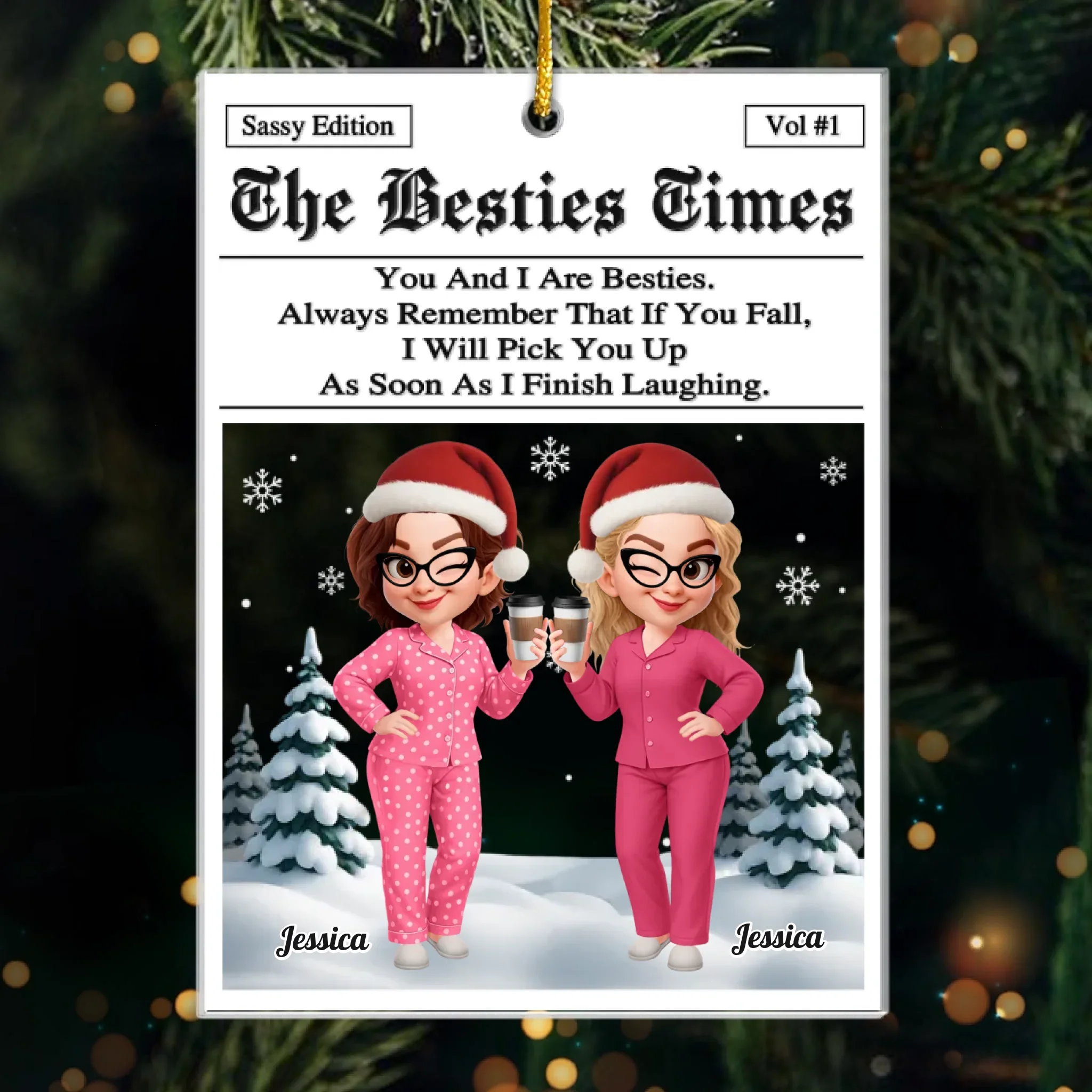 Custom Acrylic Ornament - Personalized Best Friend Christmas Birthday Gifts For Women, Besties, Sisters, BFF - Shining Together Since Forever - Robaser