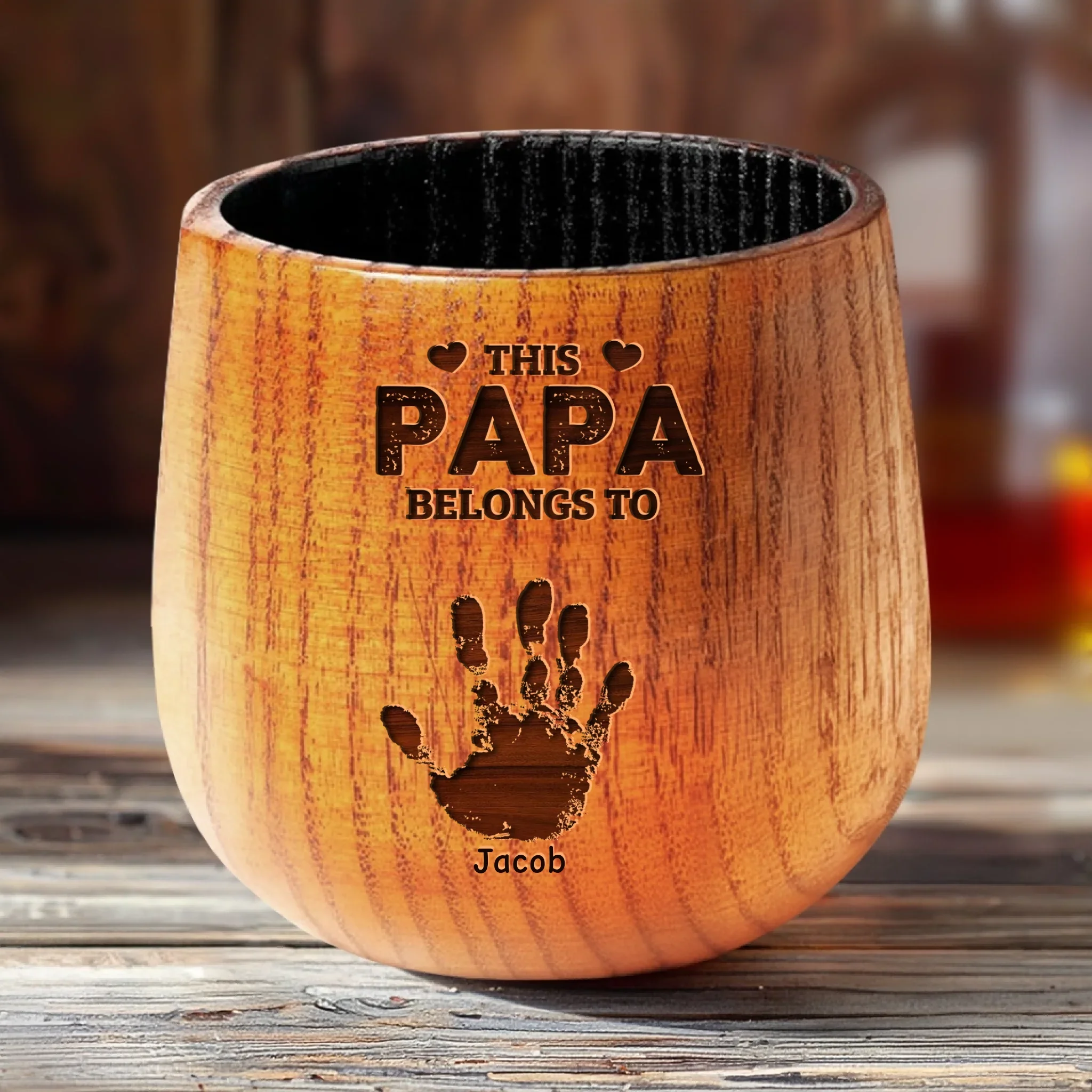 Where These Hands Go, Love Follows - Family Personalized Custom Wooden Whiskey Glass - Father's Day, Gift For Dad, Grandpa - Robaser
