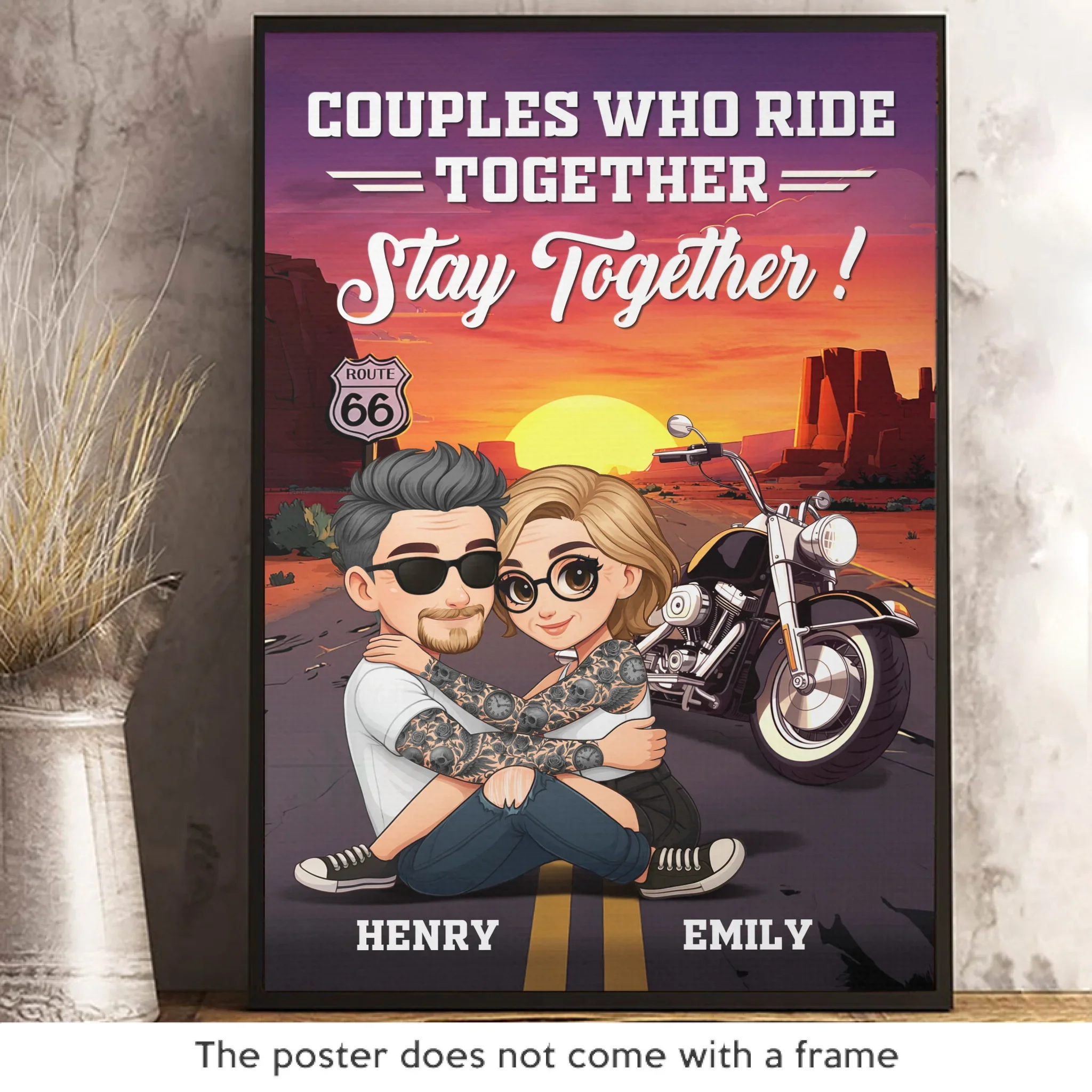 Custom Vertical Poster - Personalized Anniversary Wedding Gifts For Husband And Wife, Him And Her, Biker Lovers - Ride Together, Love Forever - Robaser