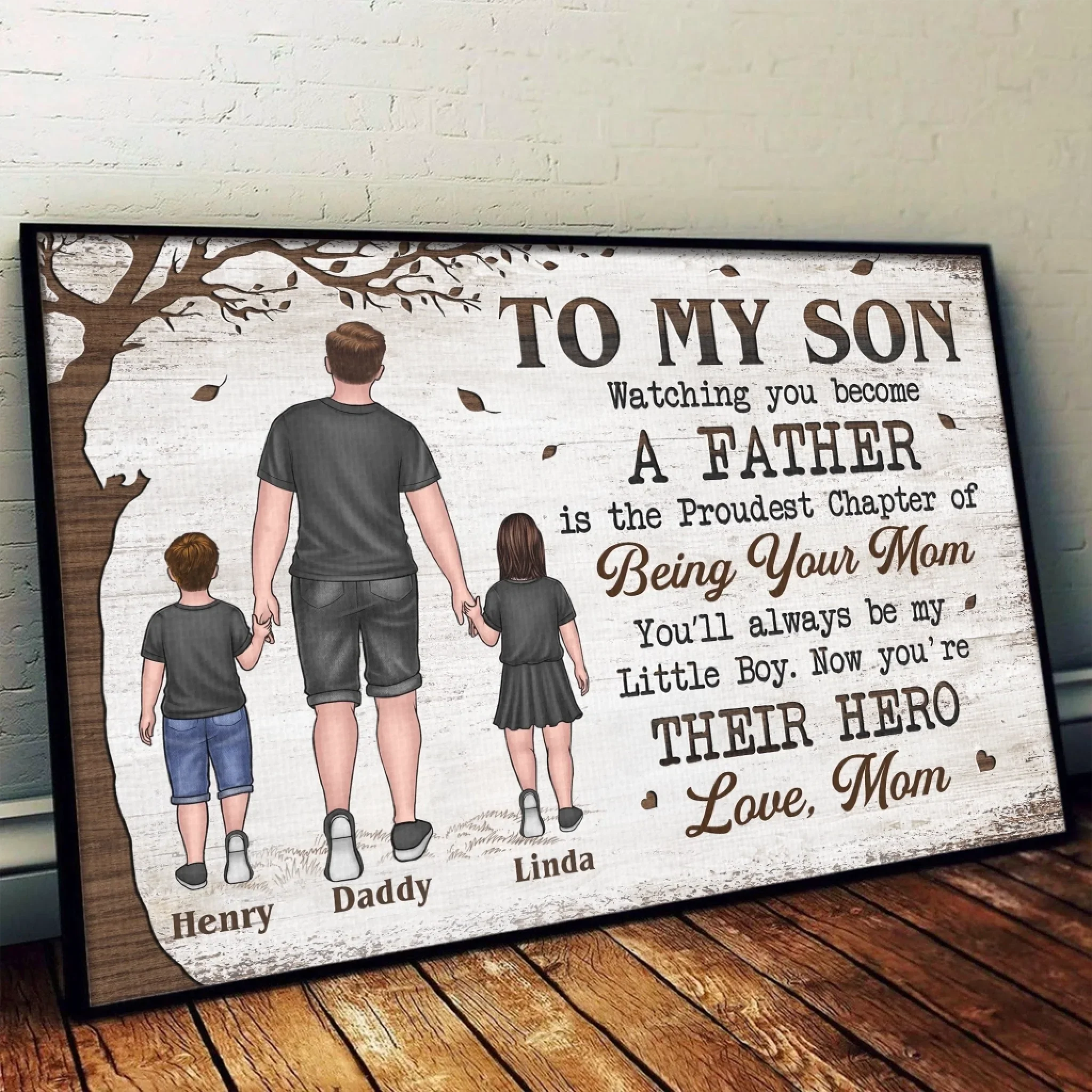 Now You Are Their Hero - Family Personalized Custom Horizontal Poster - Father's Day, Gift For Son - Robaser