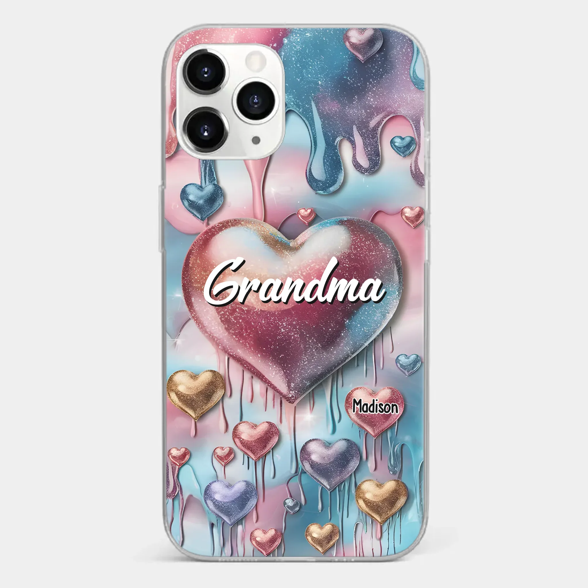 Forever In Grandmother's Heart - Family Personalized Custom 3D Inflated Effect Printed Clear Phone Case - Gift For Mom, Grandma - Robaser