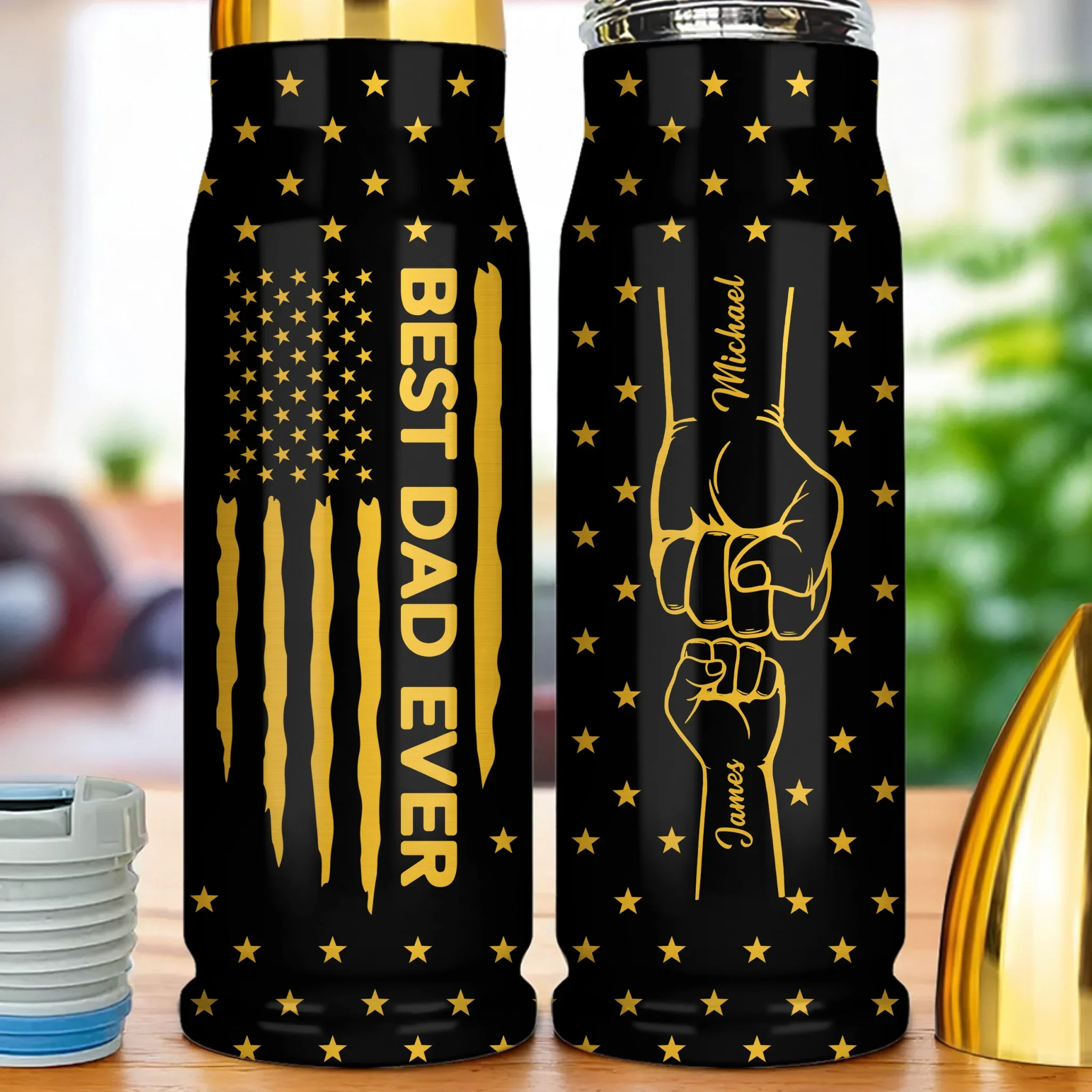 Legend Strength Dad Style - Family Personalized Custom Bullet Tumbler - Father's Day, Gift For Dad, Grandpa - Robaser