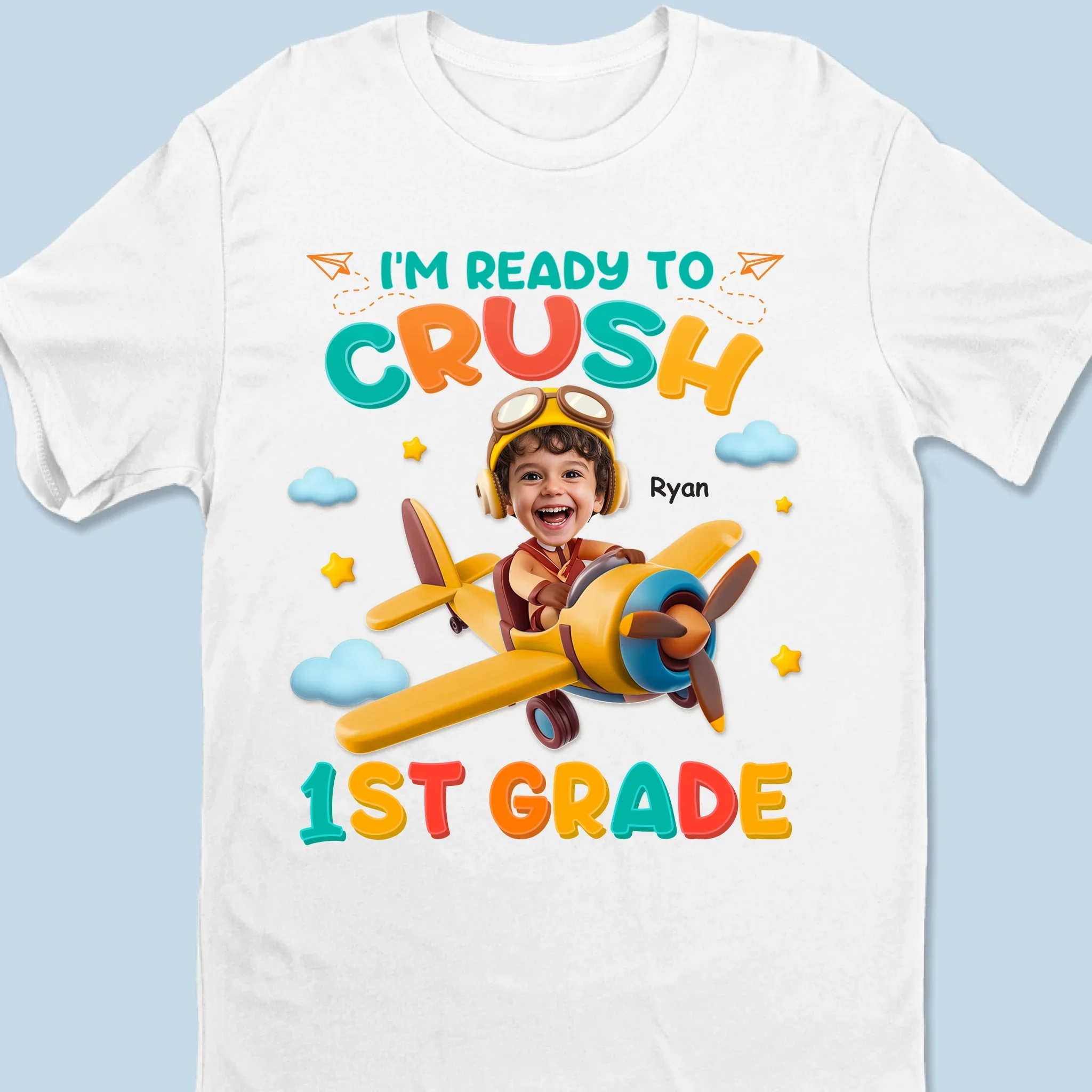 Custom Photo Kids T-shirt - Personalized Back To School Gifts For Kids - Flying Into A New Adventure - Robaser