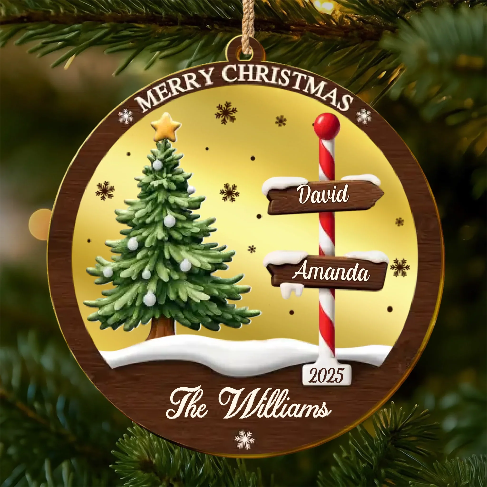 Custom Wooden Mirror Acrylic Ornament - Personalized Christmas Birthday Gifts For Mom, Dad, Brother, Sister, Kids - Love Reflects Here - Robaser