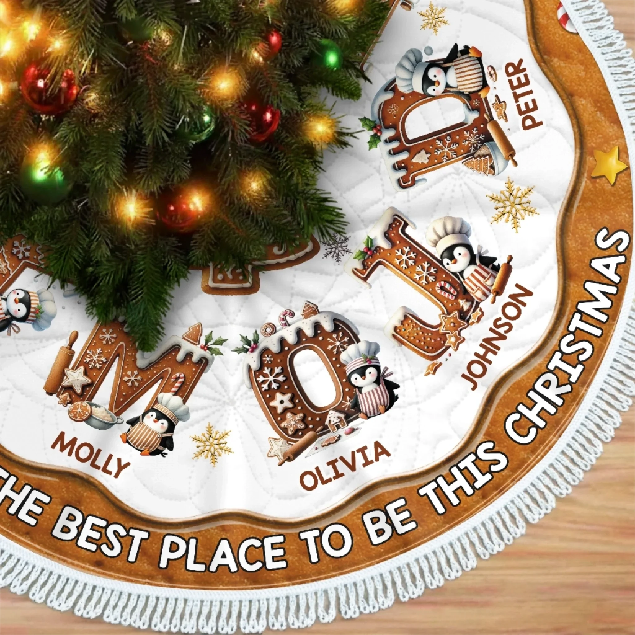 Custom Tree Skirt - Personalized Christmas Birthday Gifts For Mom, Dad, Brother, Sister, Kids - Jingle All The Way Home - Robaser