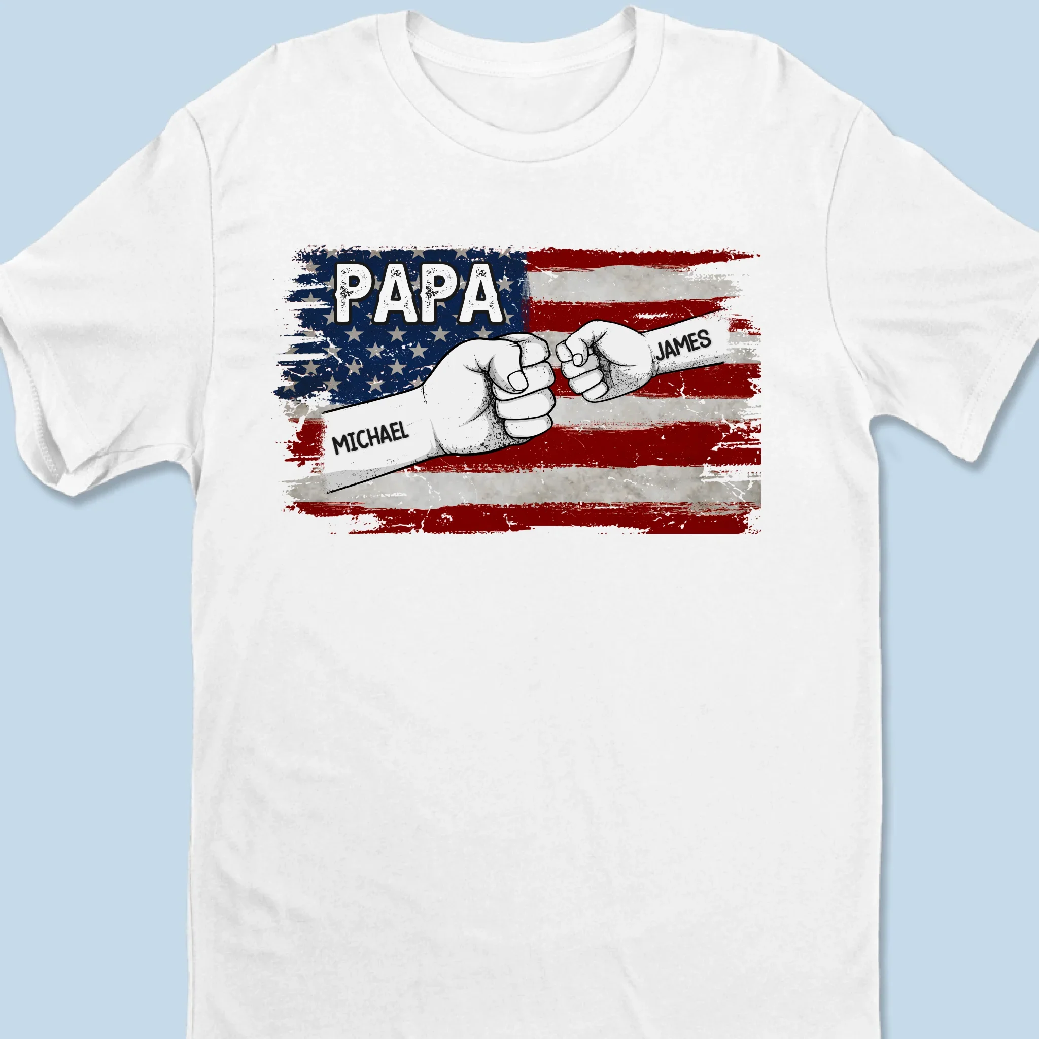 Papa  s Team, Stronger Together - Family Personalized Custom Unisex T-shirt, Premium T-shirt, Hoodie -  Father's Day, Gift For Dad, Grandpa - Robaser