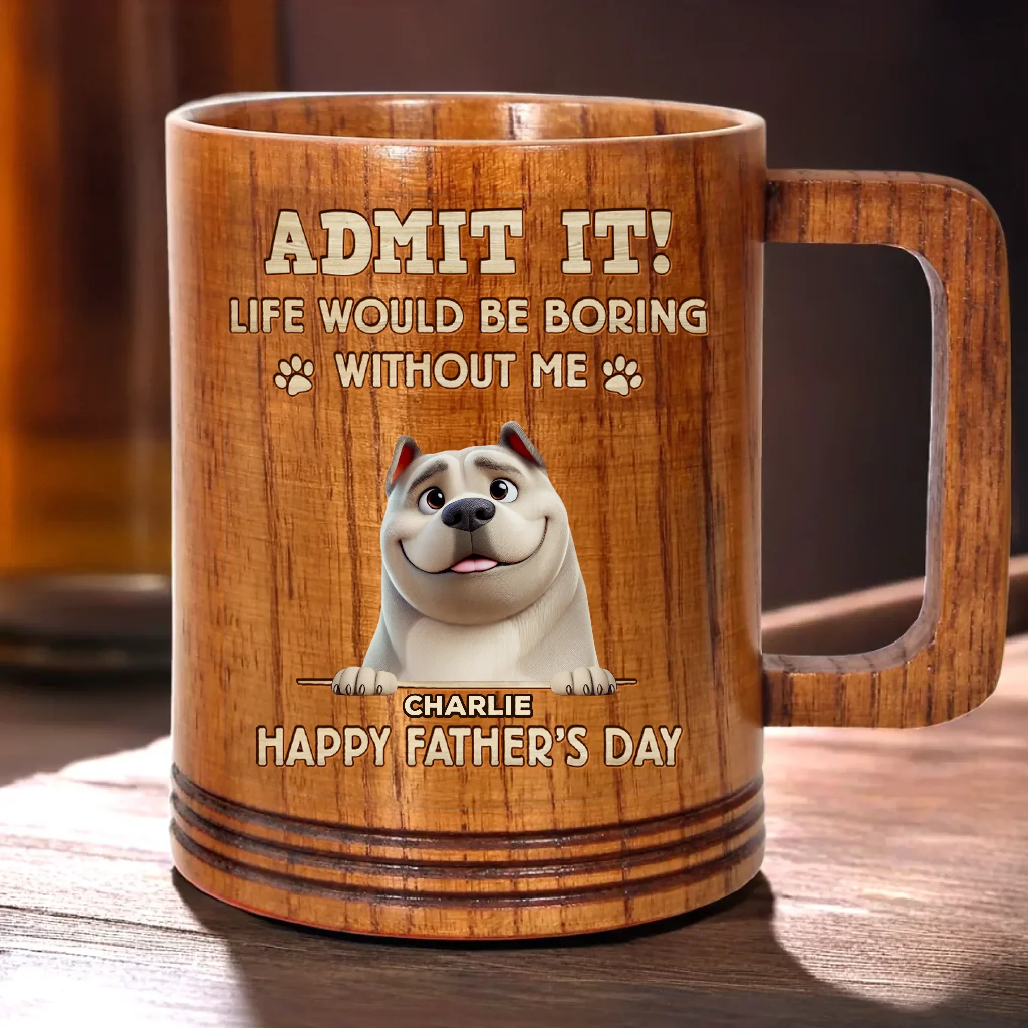 I  m Your Daily Dose Of Chaos - Dog Personalized Custom Wooden Mug - Father's Day,  Gift For Dad, Pet Owners, Pet Lovers - Robaser