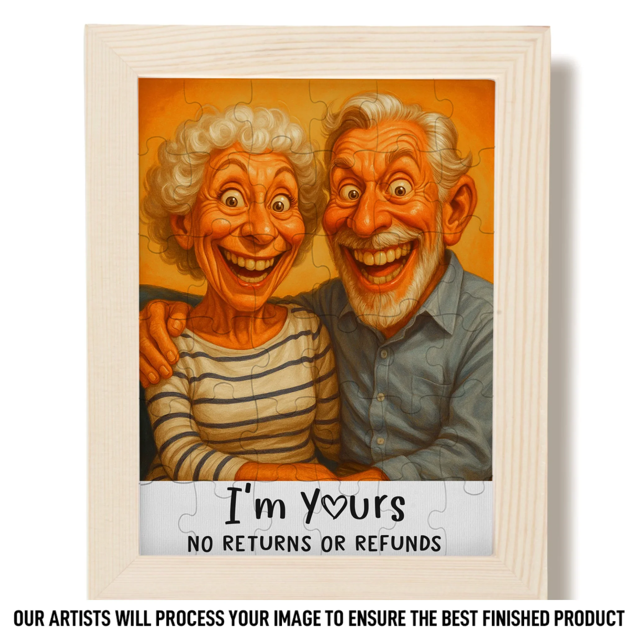 Custom Photo Funny Caricature Puzzle With Wooden Frame - Personalized Anniversary Wedding Gifts For Husband And Wife, Him And Her - Stuck With Me, Lucky You - Robaser