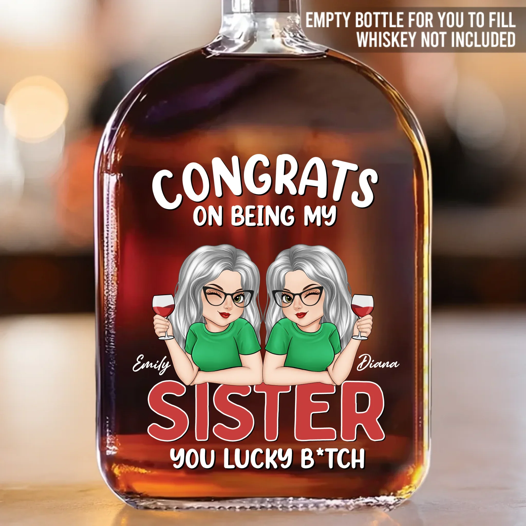 Custom Whiskey Bottle - Personalized Best Friend Birthday Gifts For Women - World  s Okayest Best Friend - Robaser