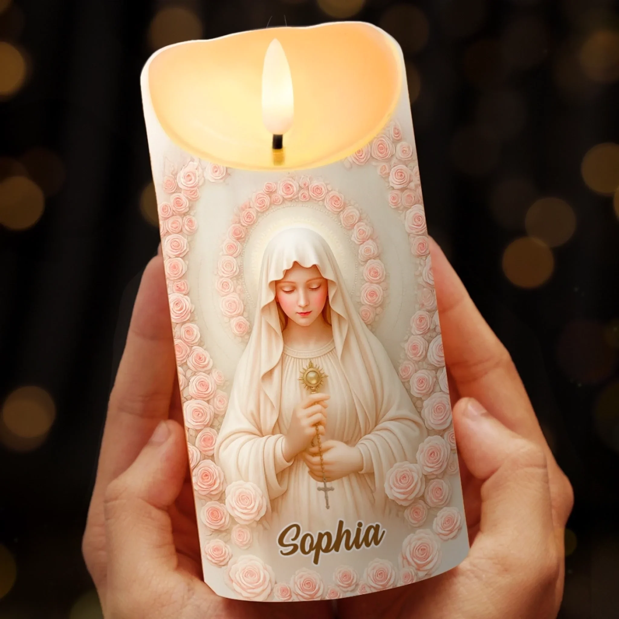 Custom 3D Inflated Effect Printed LED Candle - Personalized Christian Gifts For Women, Men, All Believers, Jesus Lovers - Light Of Faith And Hope - Robaser