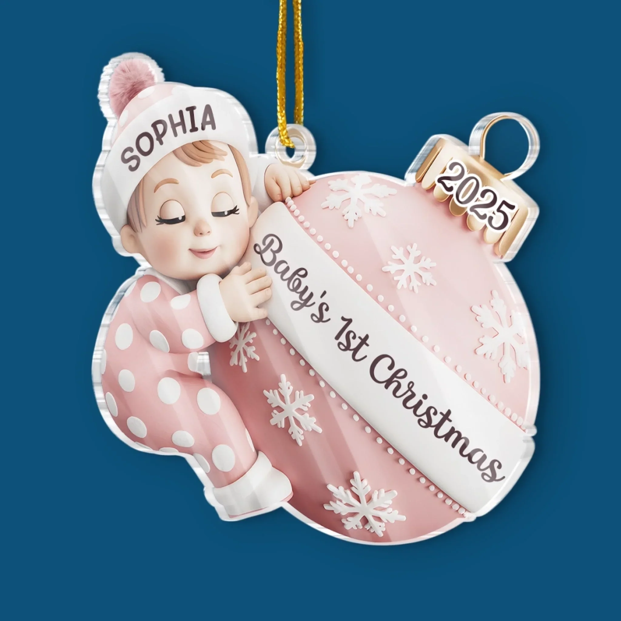 Custom Acrylic Ornament - Personalized Christmas Baby Shower, Gender Reveal Gifts For New Moms, New Dads, New Parents - First Christmas Magic Begins - Robaser