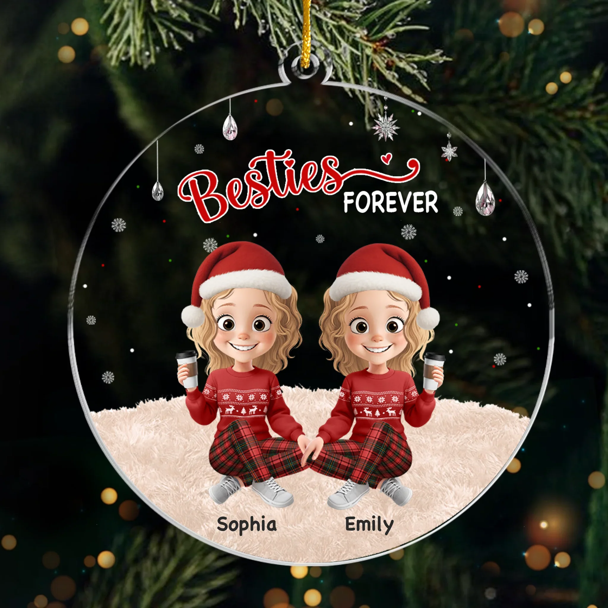 Custom Acrylic Ornament - Personalized Christmas Best Friend Birthday Gifts For Women, Besties, Sisters, BFF - Best Friends, Always And Forever - Robaser