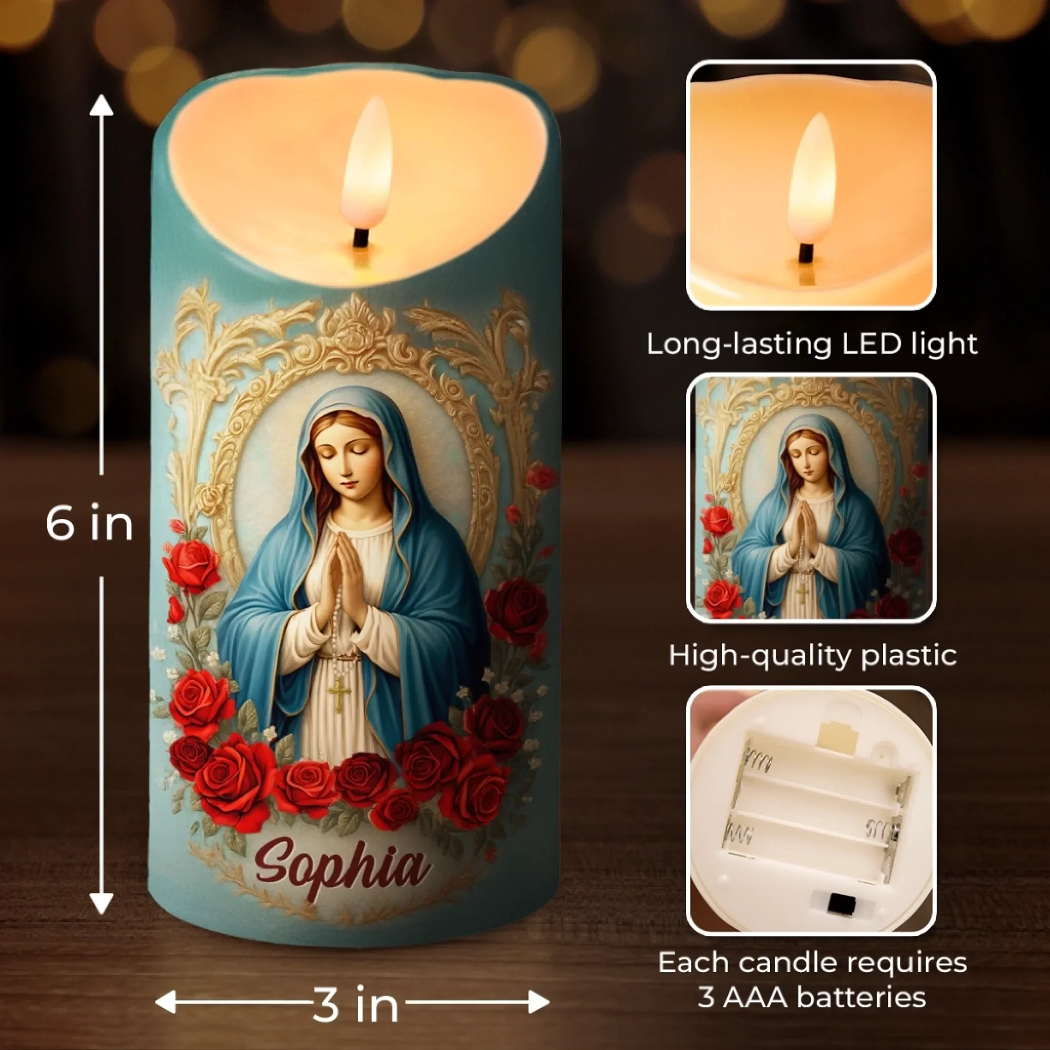 Custom 3D Inflated Effect Printed LED Candle - Personalized Christian Gifts For Women, Men, All Believers, Jesus Lovers - Peace, Light, And Blessings - Robaser