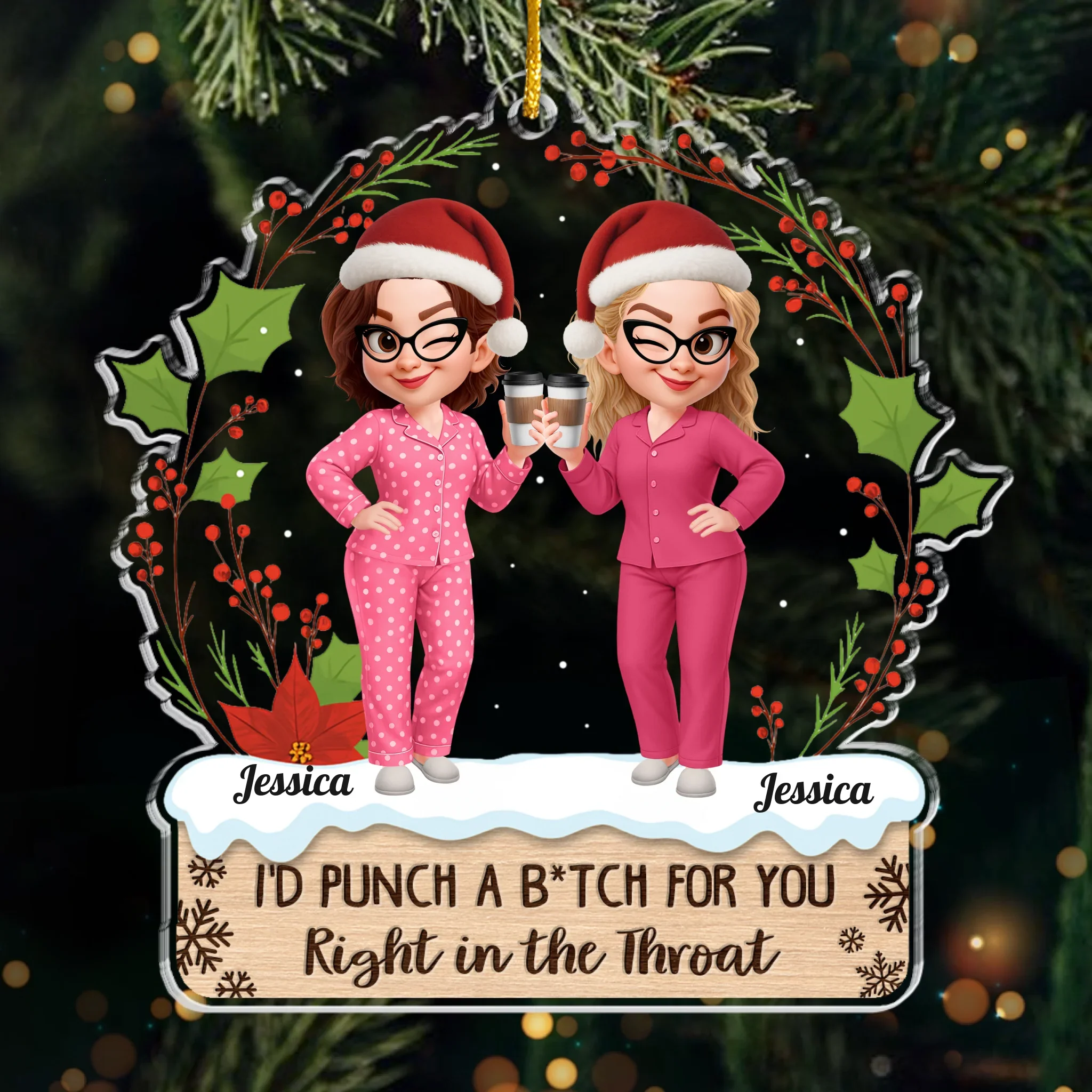 Custom Acrylic Ornament - Personalized Christmas Best Friend Birthday Gifts For Women, Besties, Sisters, BFF - Twinkling Lights True Friendship - Robaser