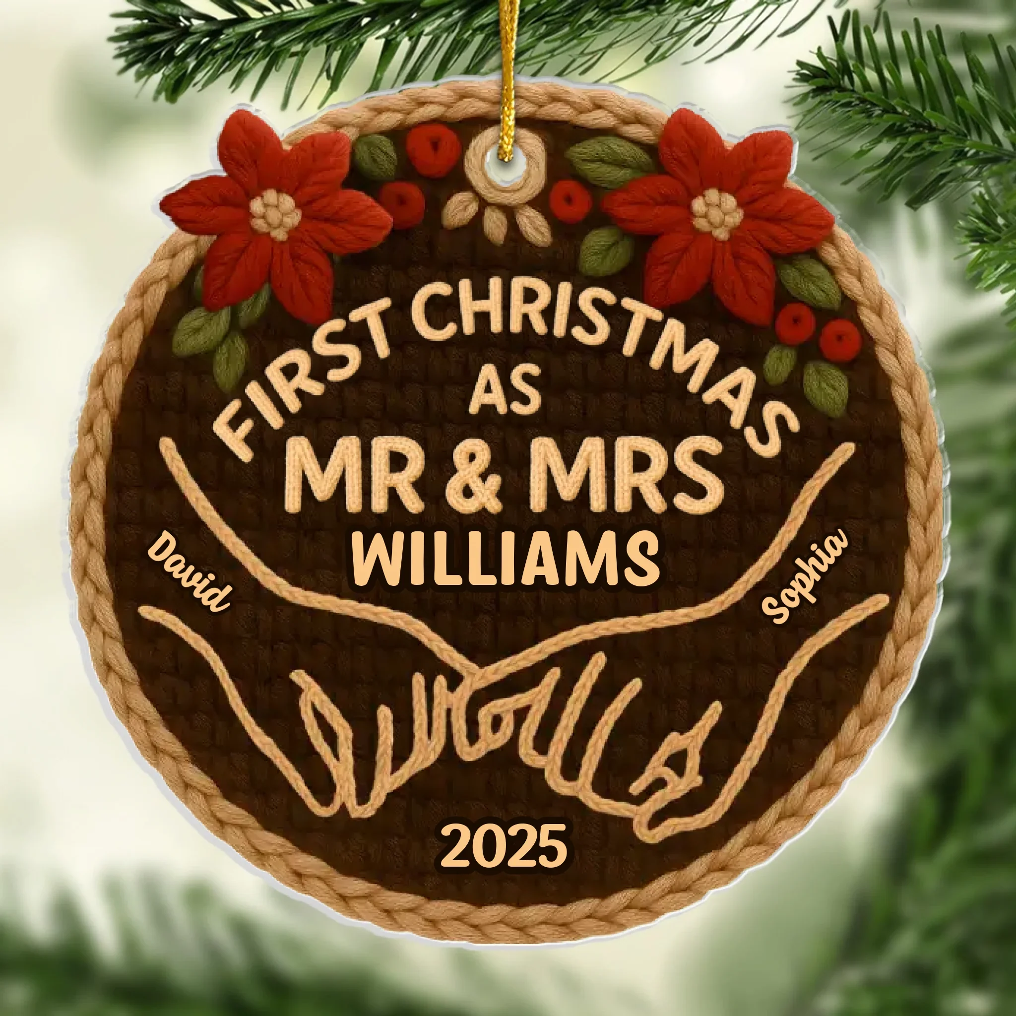 Custom Crochet Acrylic Ornament - Personalized Anniversary Christmas Wedding Gifts For Husband And Wife, Him And Her -  From I Do To Merry - Robaser