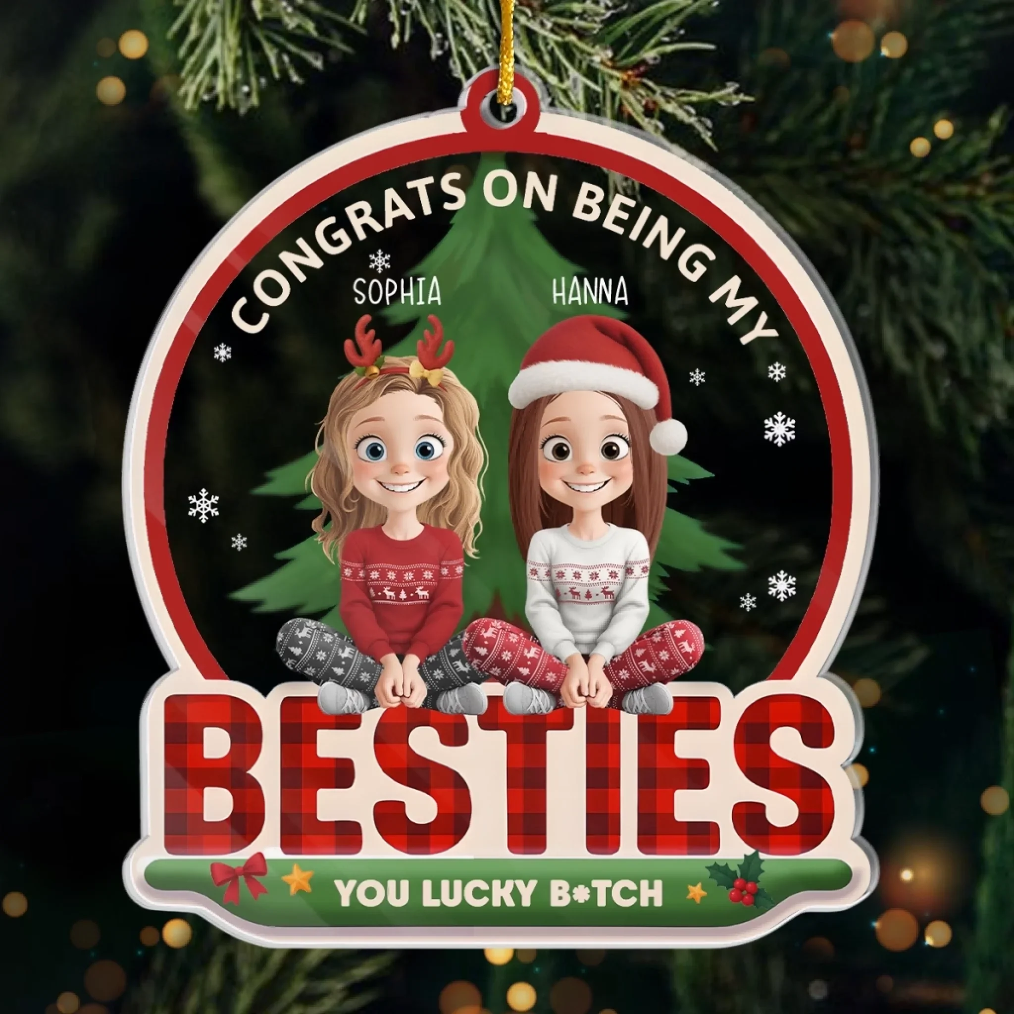 Custom Acrylic Ornament - Personalized Christmas Best Friend Birthday Gifts For Women, Besties, Sisters, BFF - Congrats On Being My Sisters - Robaser