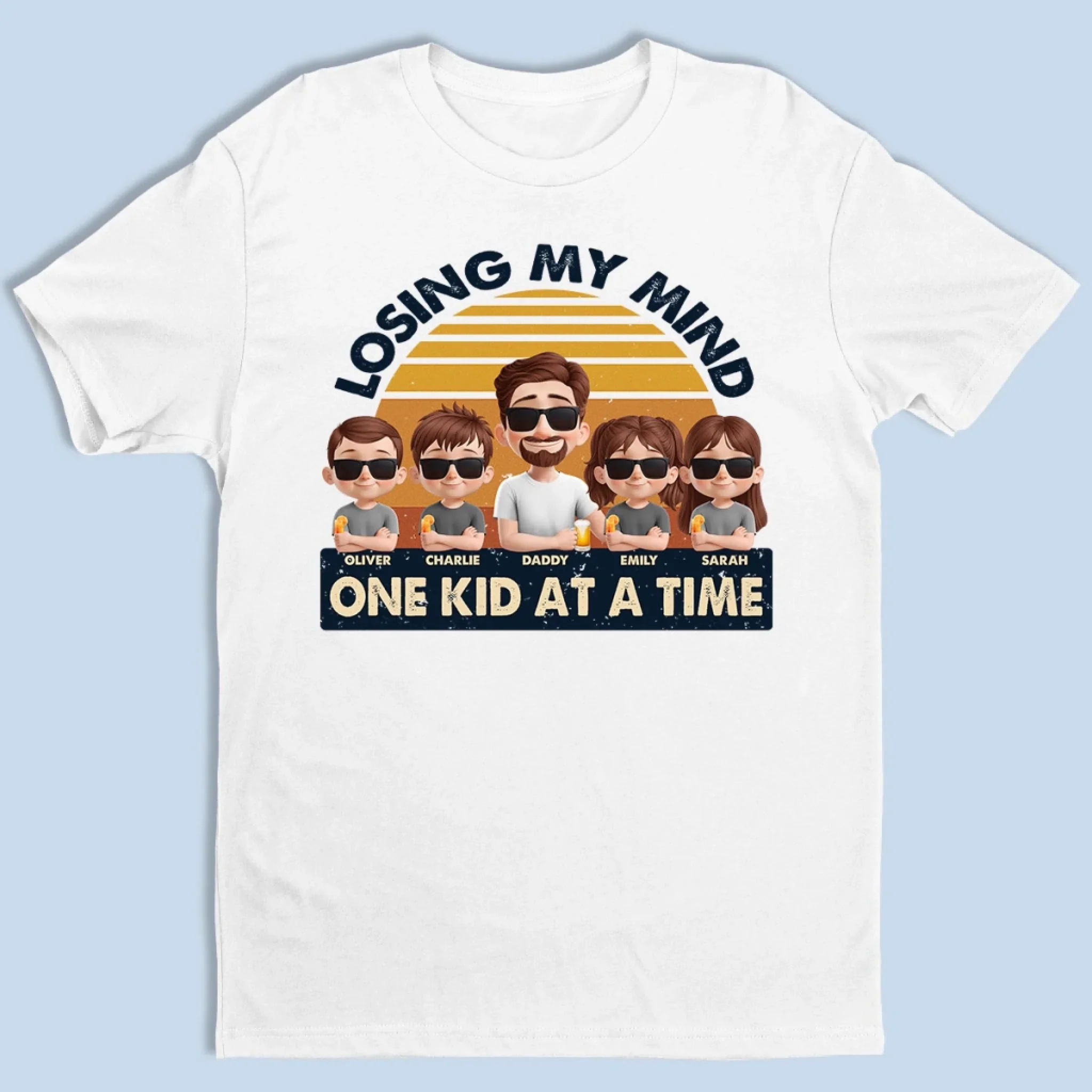 Losing My Mind One Kid At A Time - Family Personalized Custom Unisex T-shirt, Premium T-shirt, Hoodie - Father's Day, Gift For Dad, Grandpa - Robaser