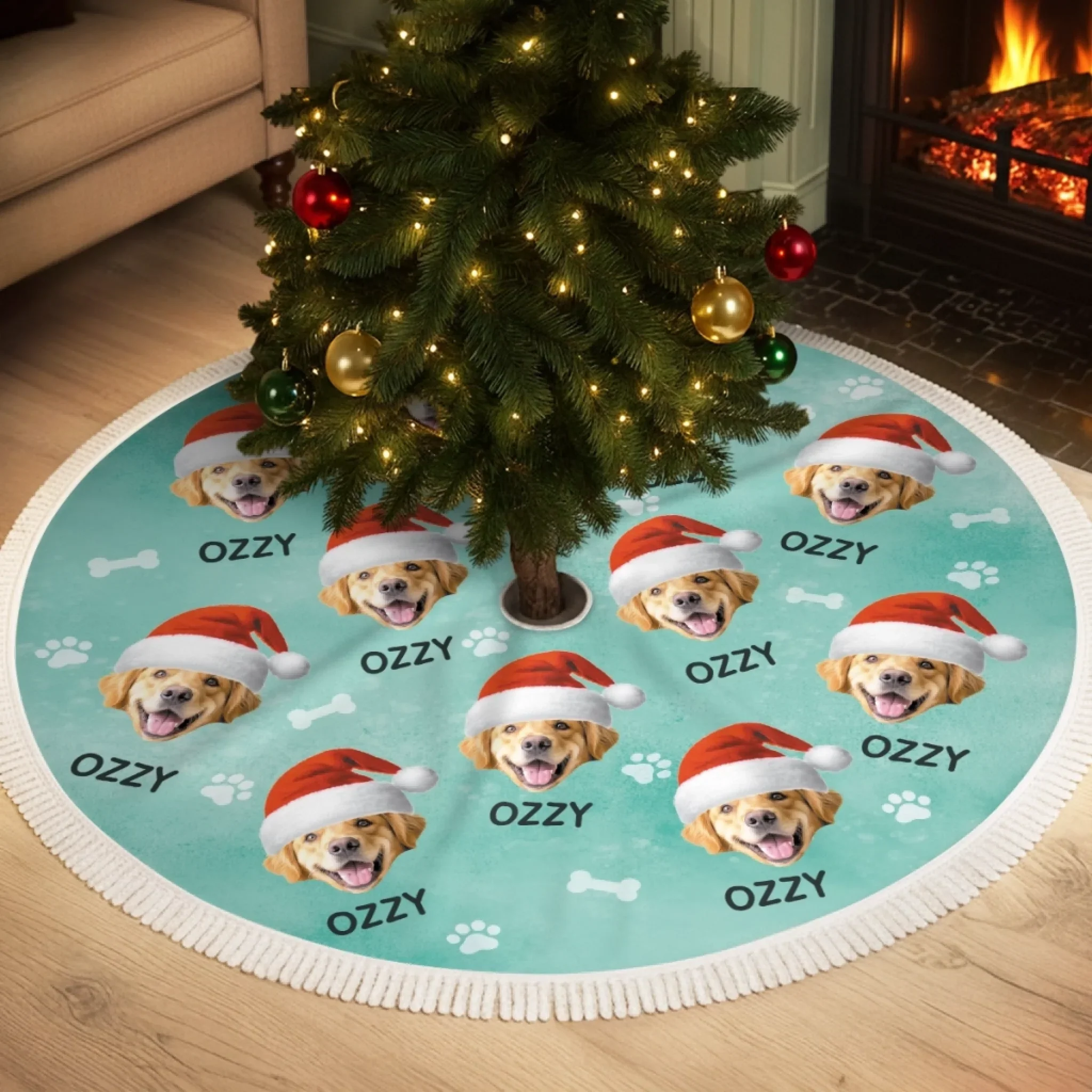 Custom Photo Nativity Scene Tree Skirt - Personalized Christmas Birthday Gifts For Dog Cat Lovers, Dog Dad And Mom, Cat Owners - Warm Wishes Within - Robaser