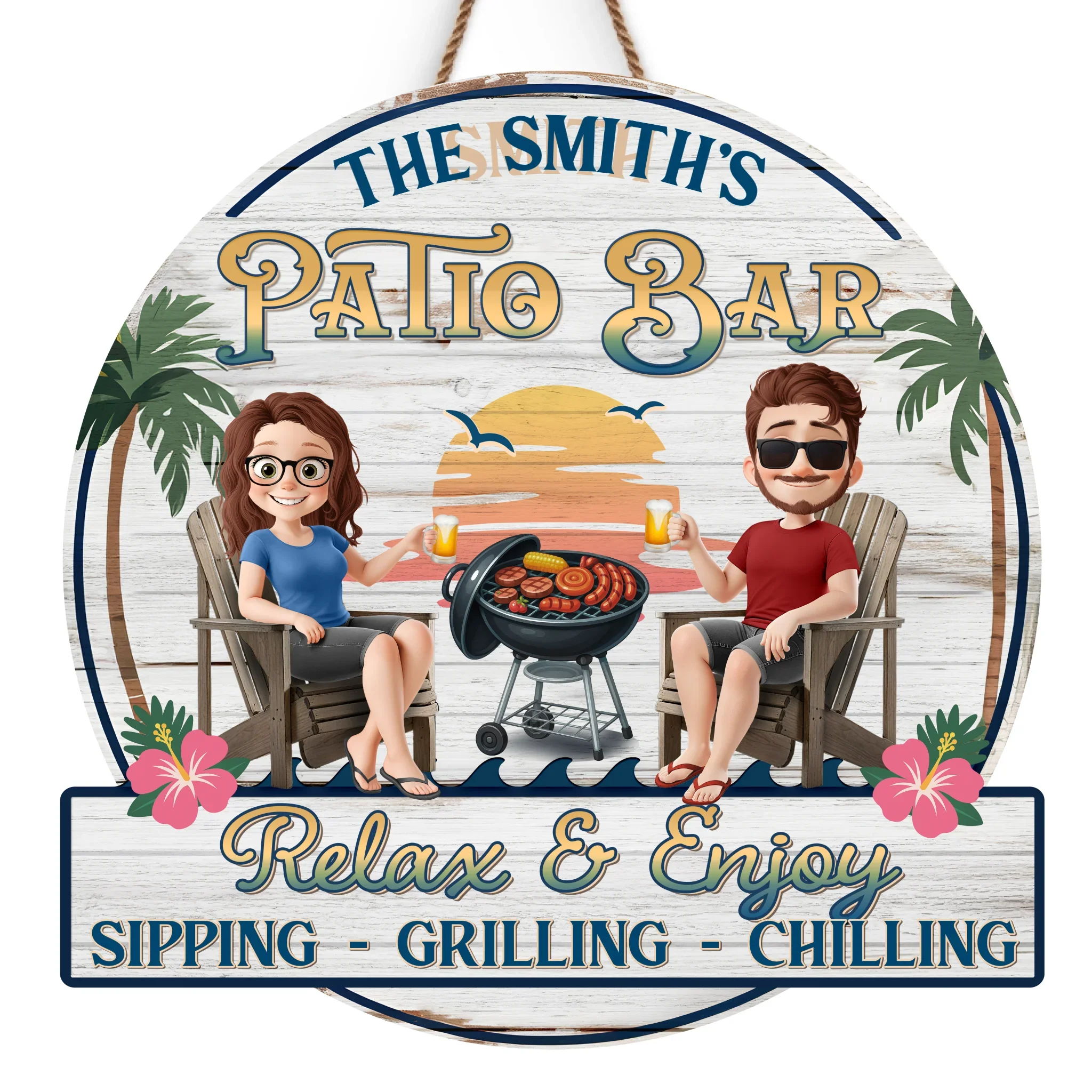 Custom Wood Sign - Personalized Summer Vacation And Travel Gifts For Husband And Wife, Him And Her - Cheers To Summer Days - Robaser