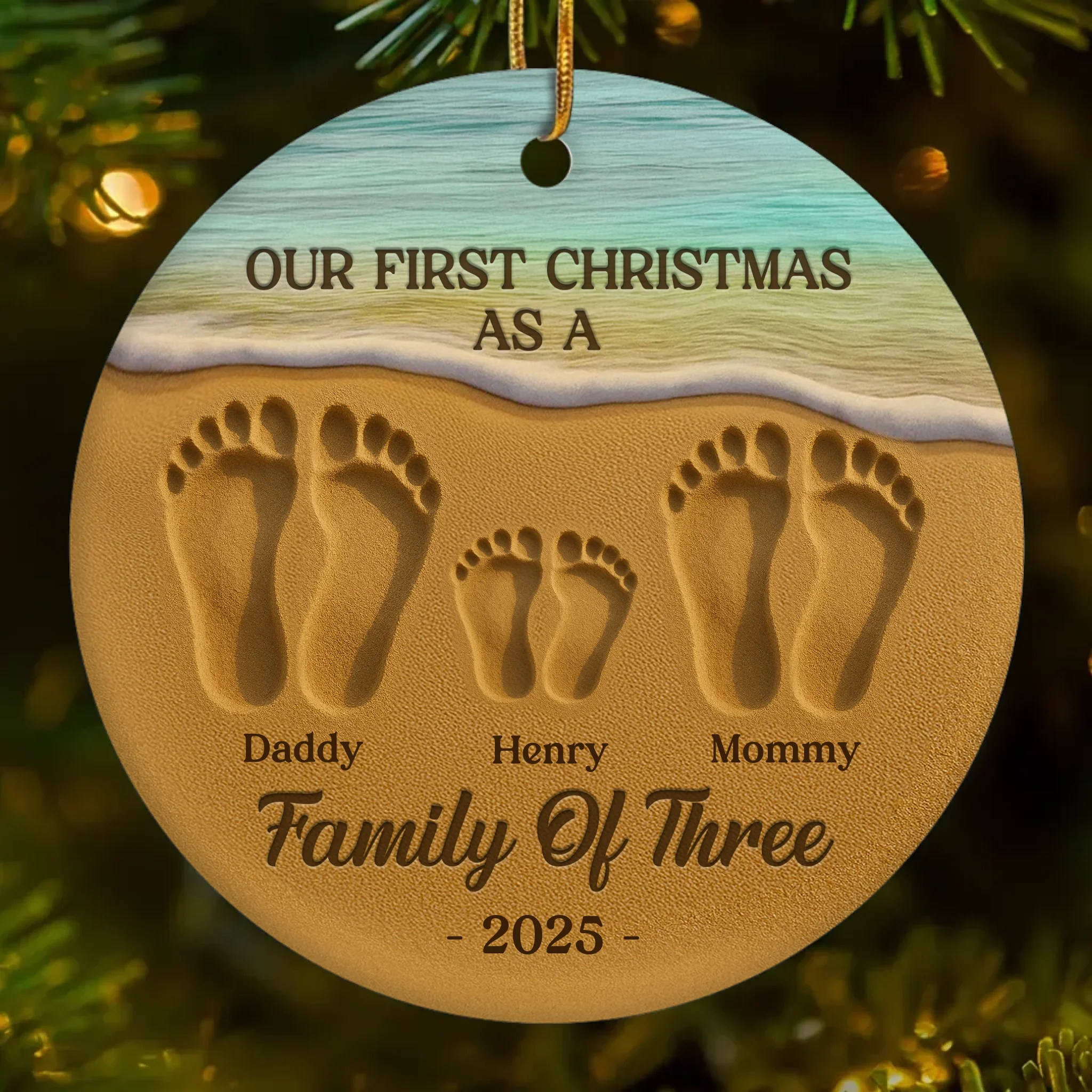 Custom Ceramic Ornament - Personalized Christmas Birthday Gifts For Mom, Dad, Kids - Our Christmas Journey Begins - Robaser