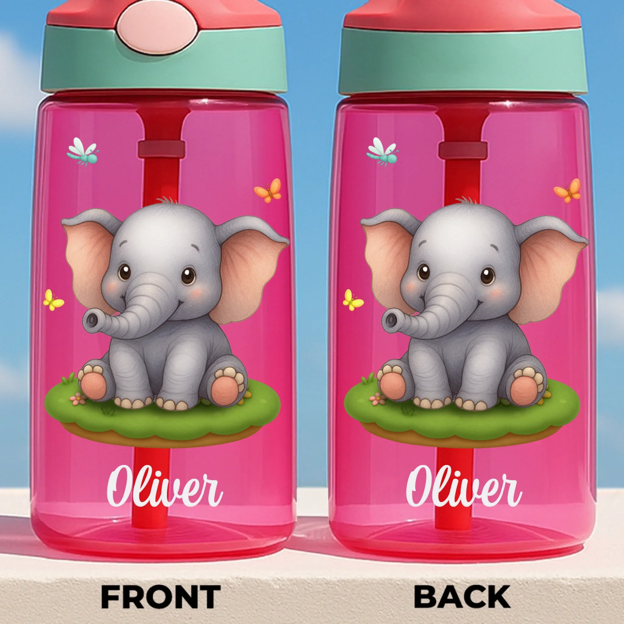 Custom 16oz Plastic Kids Water Bottle - Personalized Back To School Gifts For Kids - Sip Safari Adventures Daily - Robaser