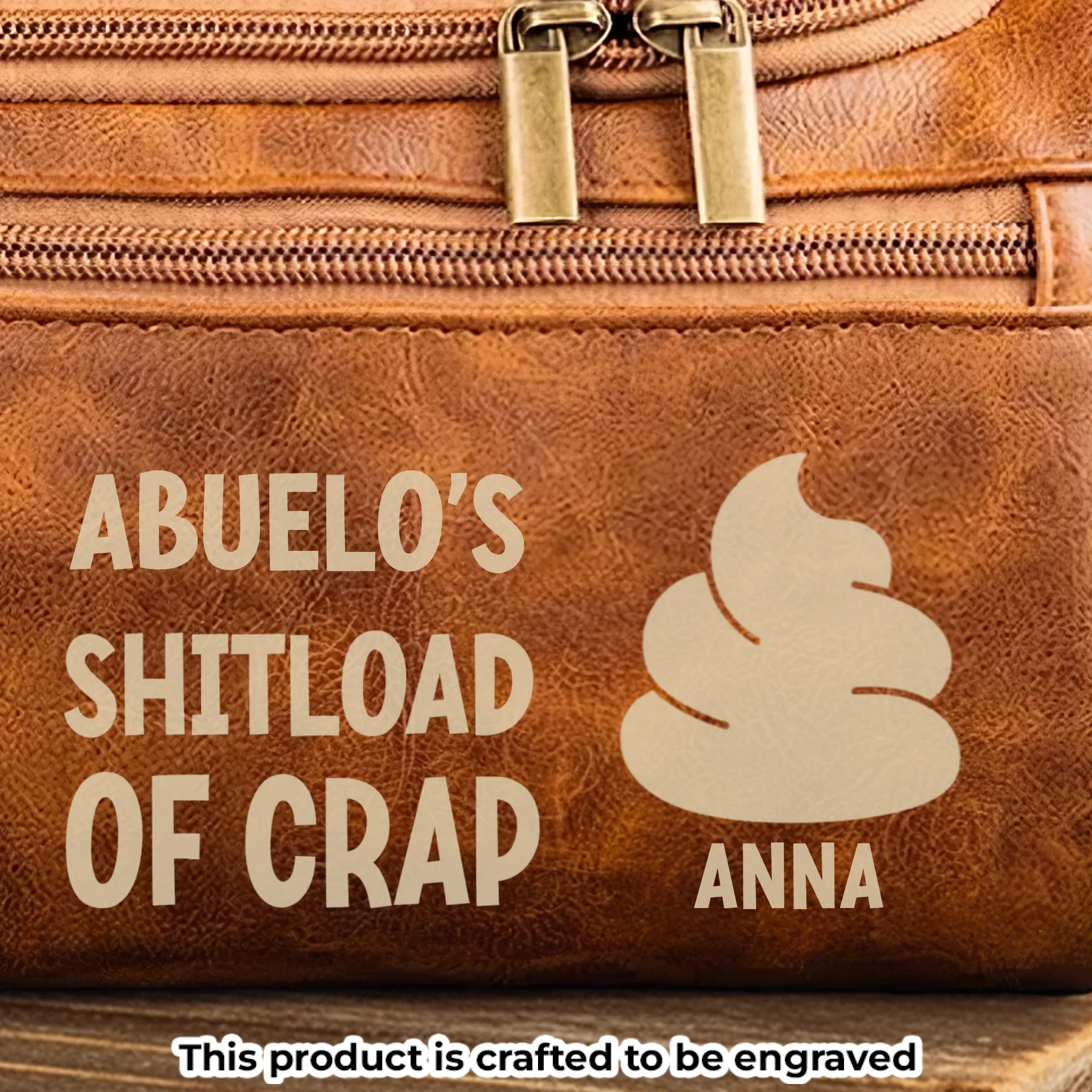 Custom Engraved Leather Toiletry Bag - Personalized Birthday Gifts For Dad, Grandpa - Love Passed From Heart To Heart - Robaser