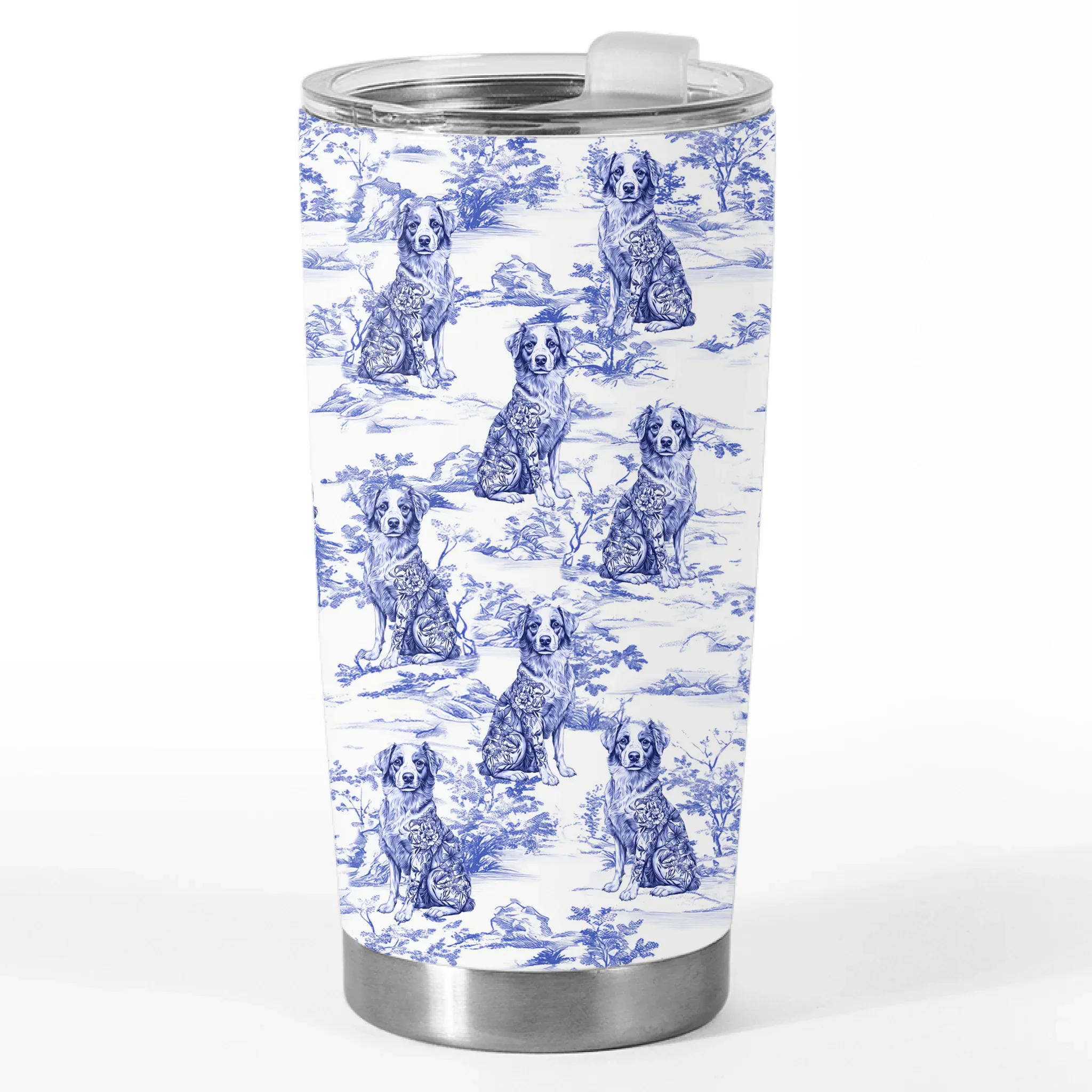 Custom Tumbler - Personalized Birthday Gifts For Dog Lovers, Dog Dad And Mom - Dogs And Dreams In Blue - Robaser