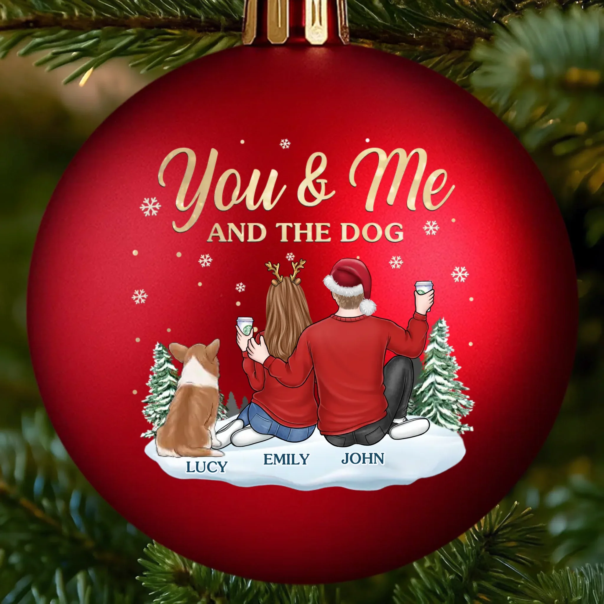 Custom Colored Ball Ornament - Personalized Anniversary Christmas Wedding Gifts For Husband And Wife, Dog Dad And Mom - Happily Ever Christmas - Robaser