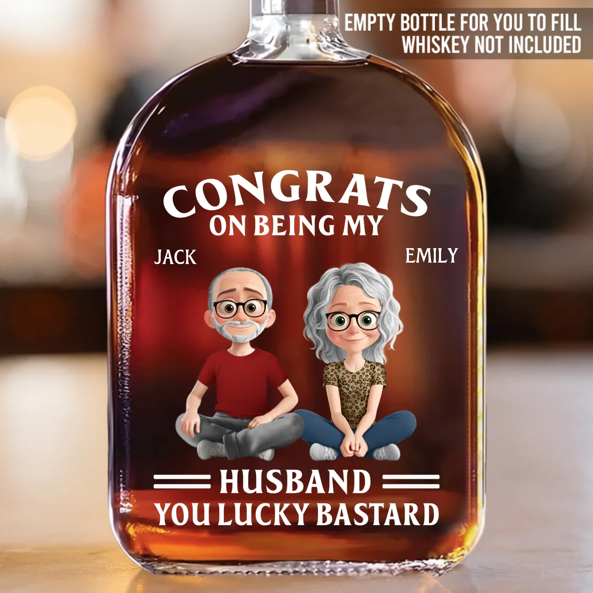 Custom Whiskey Bottle - Personalized Anniversary Wedding Gifts For Husband And Wife, Him And Her - Till The Last Drop - Robaser