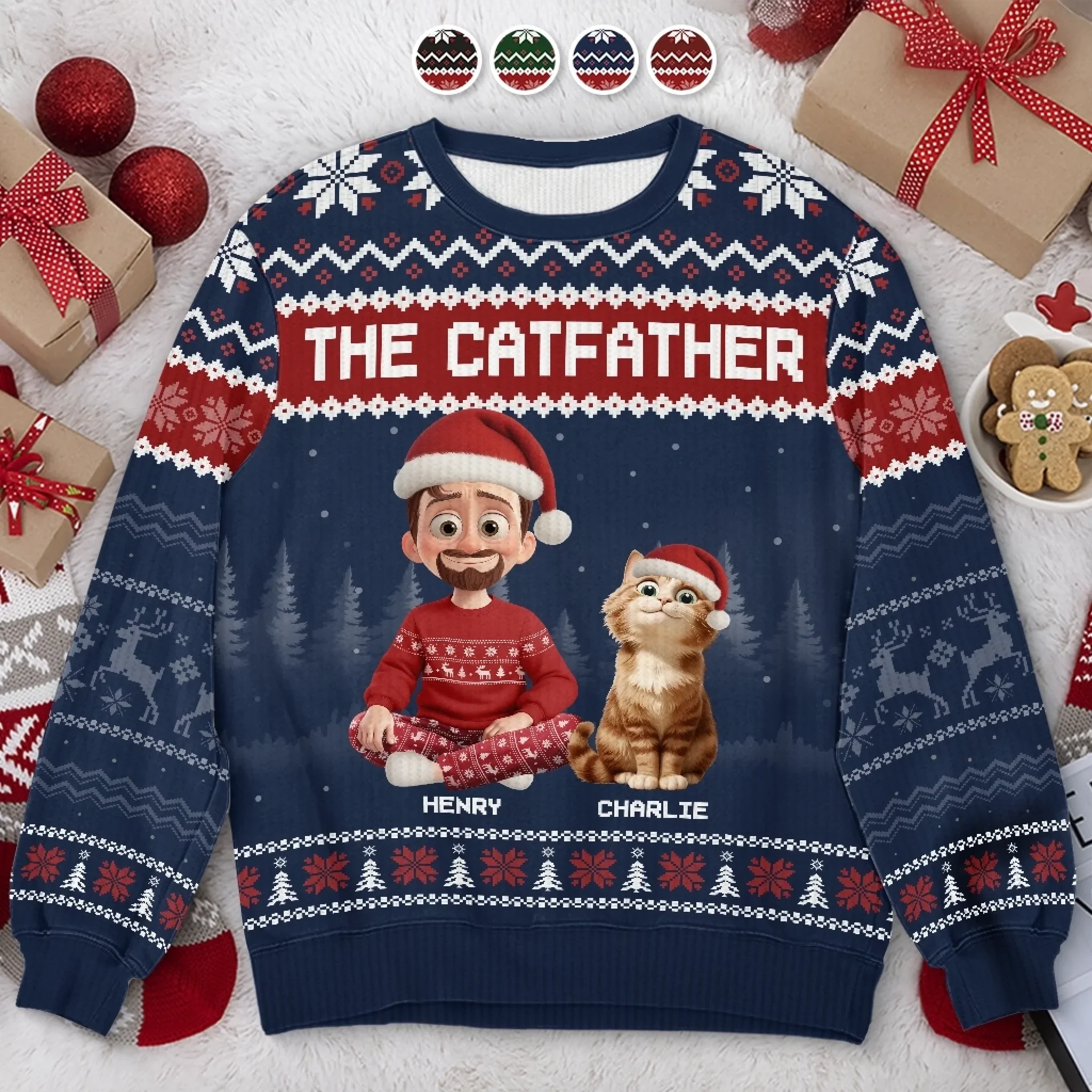 Custom Unisex Ugly Sweatshirt - Personalized  Christmas Birthday Gifts For Cat Lovers, Cat Mom And Dad - Purrfectly Loved - Robaser