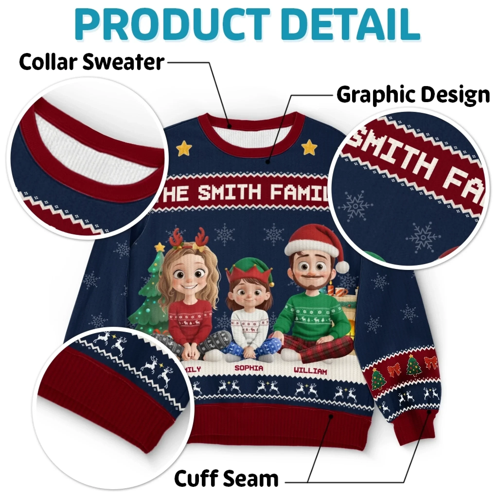 Custom Unisex Ugly Sweatshirt - Personalized  Christmas Birthday Gifts For Family, Dog Cat Lovers - All We Need For Christmas Is Family - Robaser