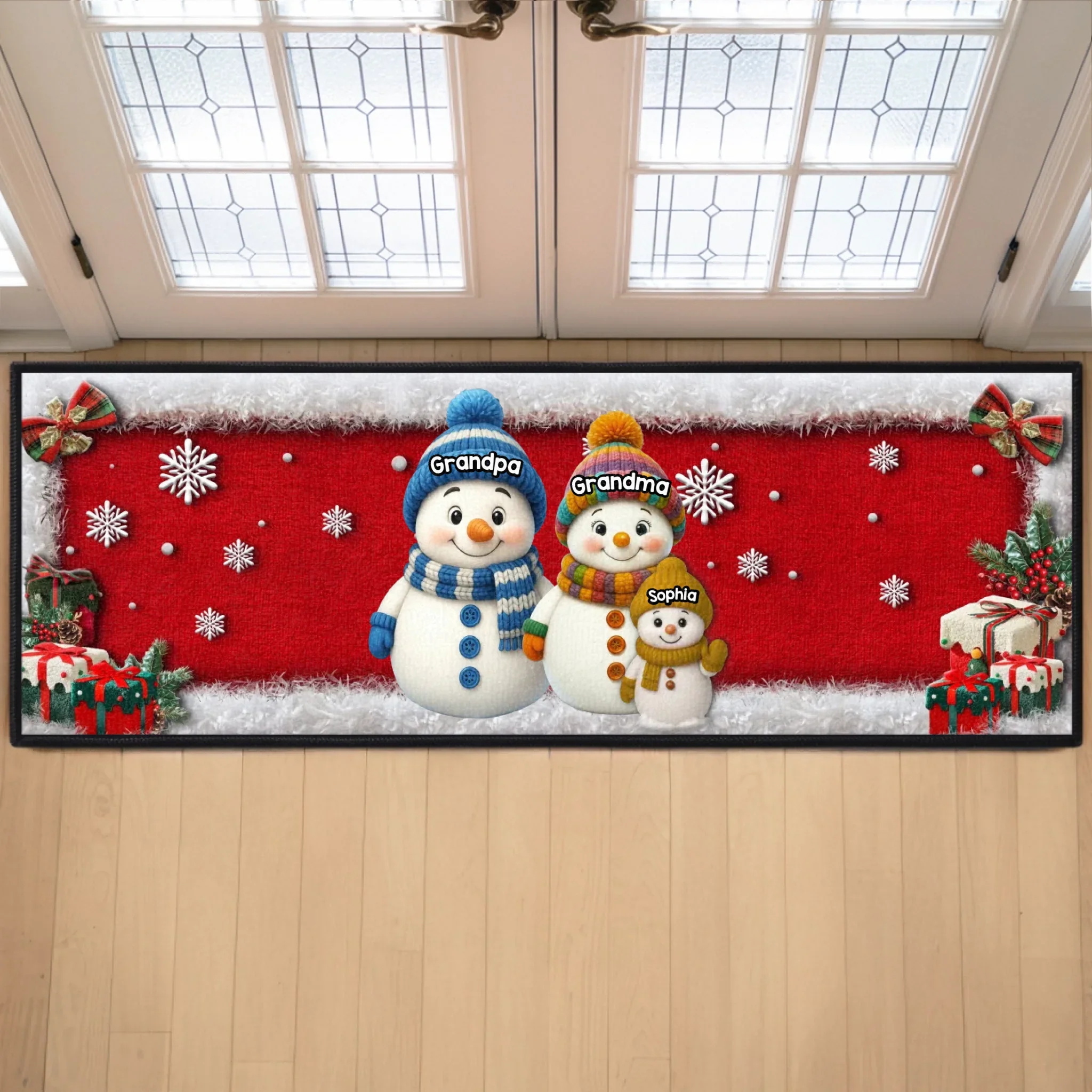 Custom Snowman Runner Rug - Personalized Christmas Birthday Gifts For Grandpa, Grandma - Where Love Finds Its Way Home - Robaser