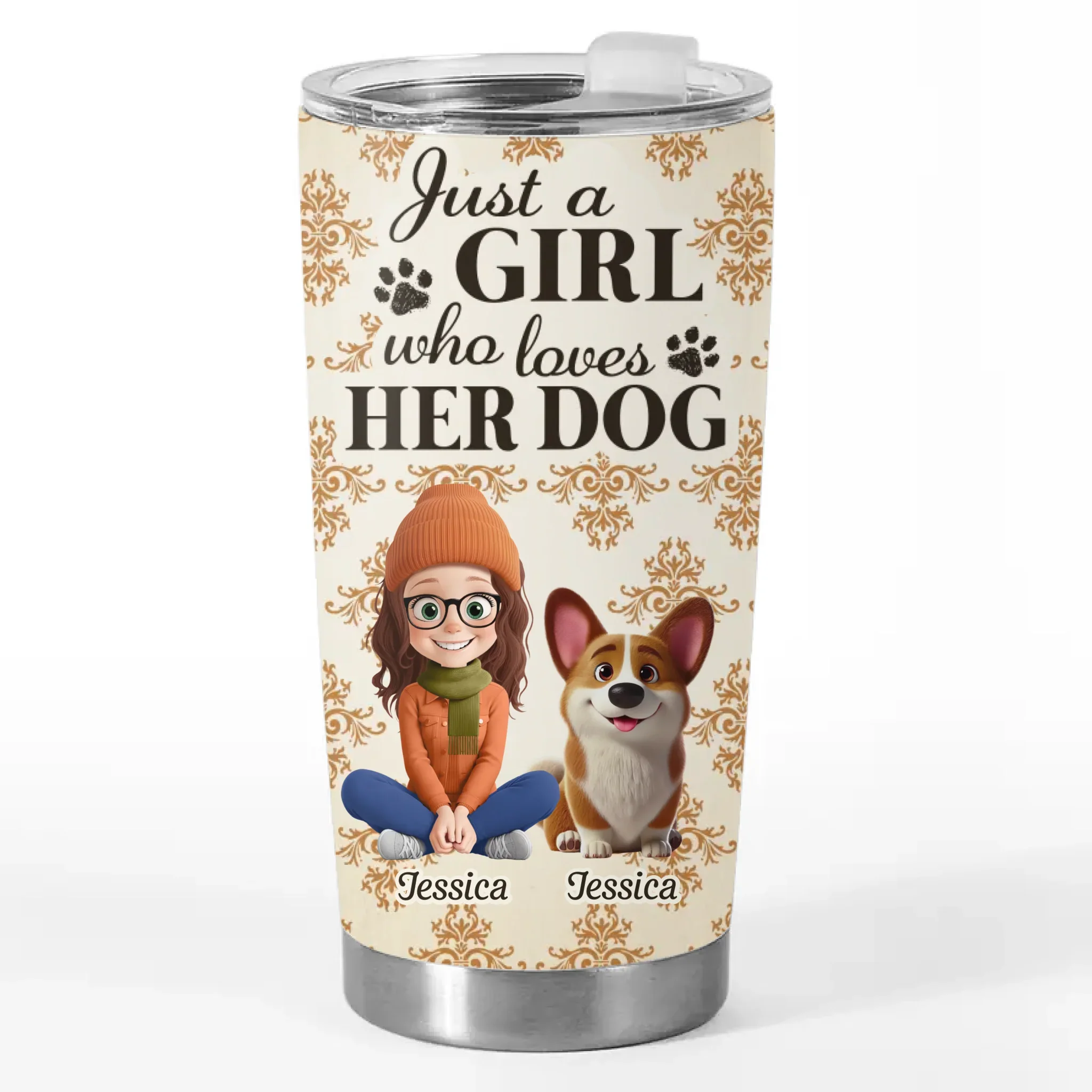 Custom Autumn Tumbler - Personalized Birthday Gifts For Dog Cat Lovers, Dog Dad And Mom, Cat Owners - Carry Your Pup Everywhere - Robaser
