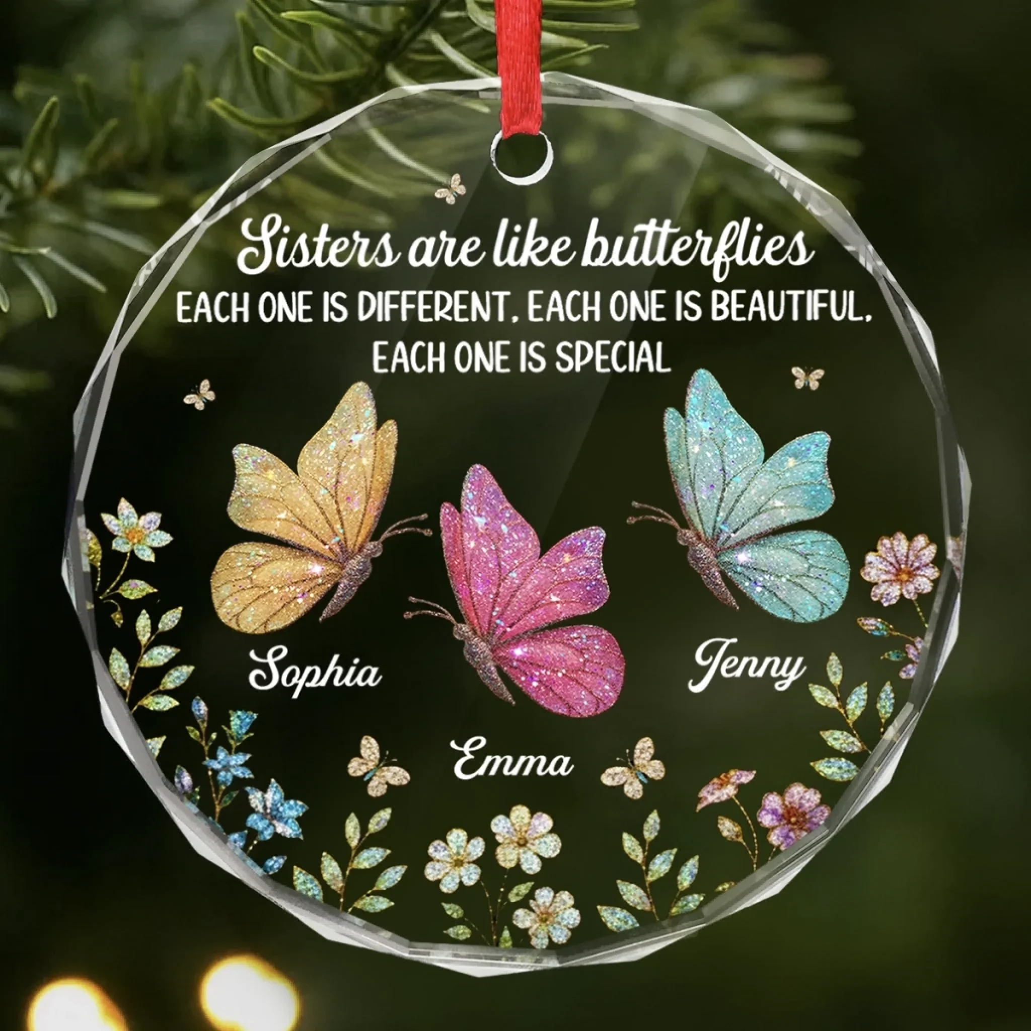 Custom Circle Glass Ornament - Personalized Best Friend Christmas Birthday Gifts For Women, Besties, Sisters, BFF - Besties Brighten Every Day - Robaser