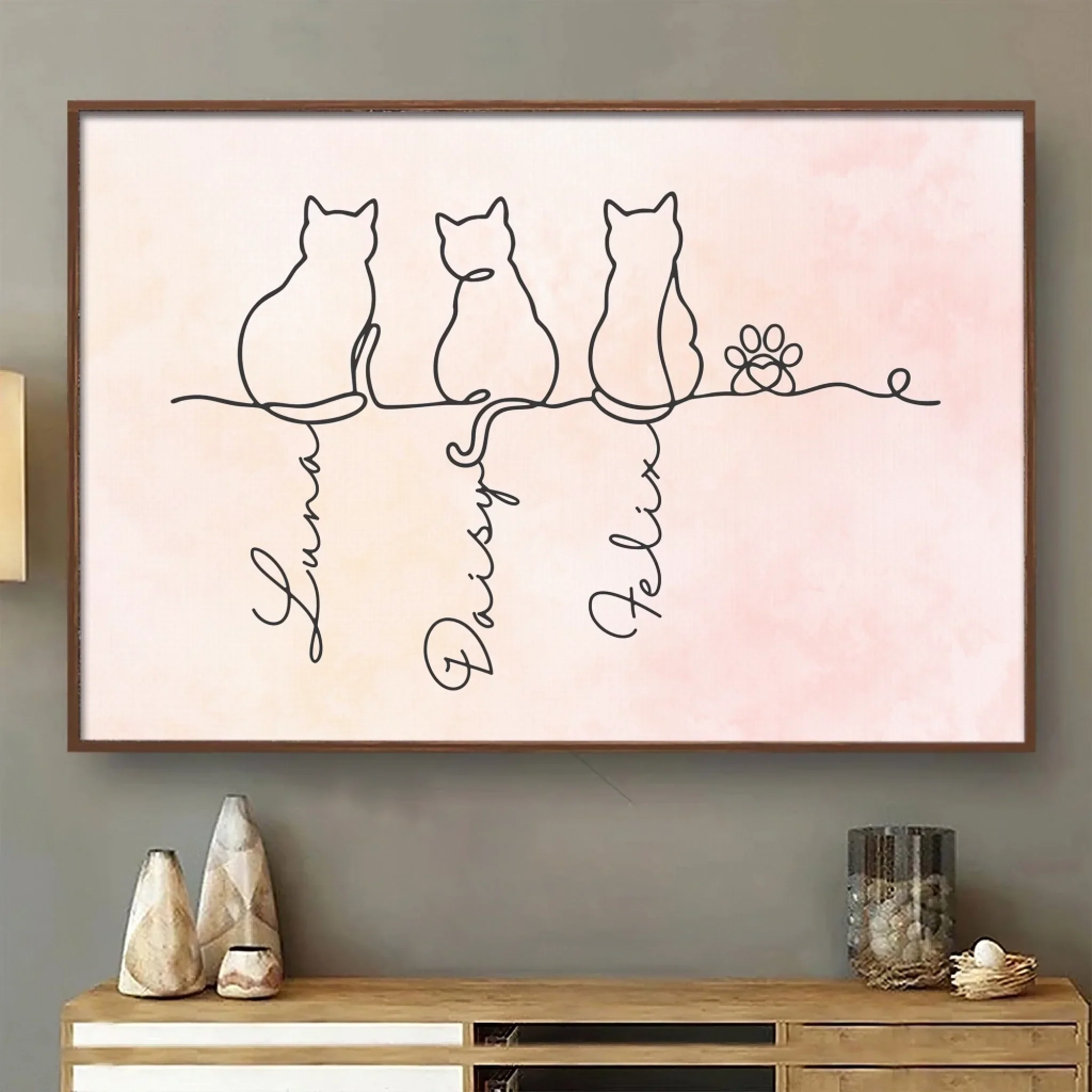 Custom Horizontal Poster - Personalized Pet Memorial Sympathy Gifts For Cats - Always With Us In Spirit - Robaser