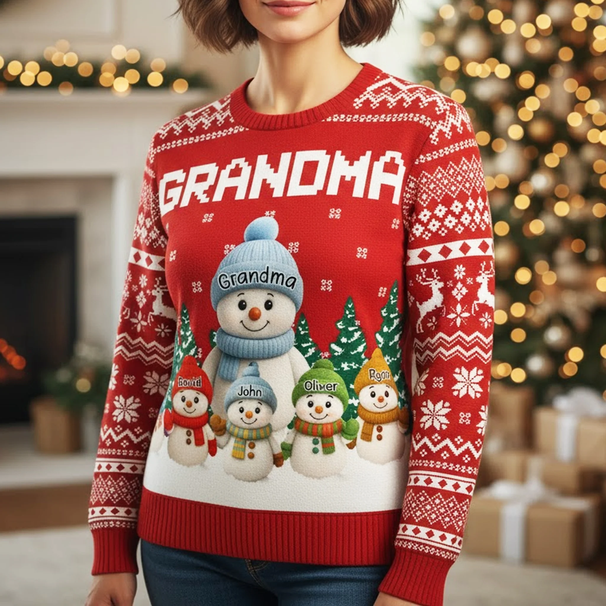 Custom Snowman Unisex Ugly Sweatshirt - Personalized Christmas Birthday Gifts For Mom, Grandma - Christmas Wonder Glows In Every Smile - Robaser