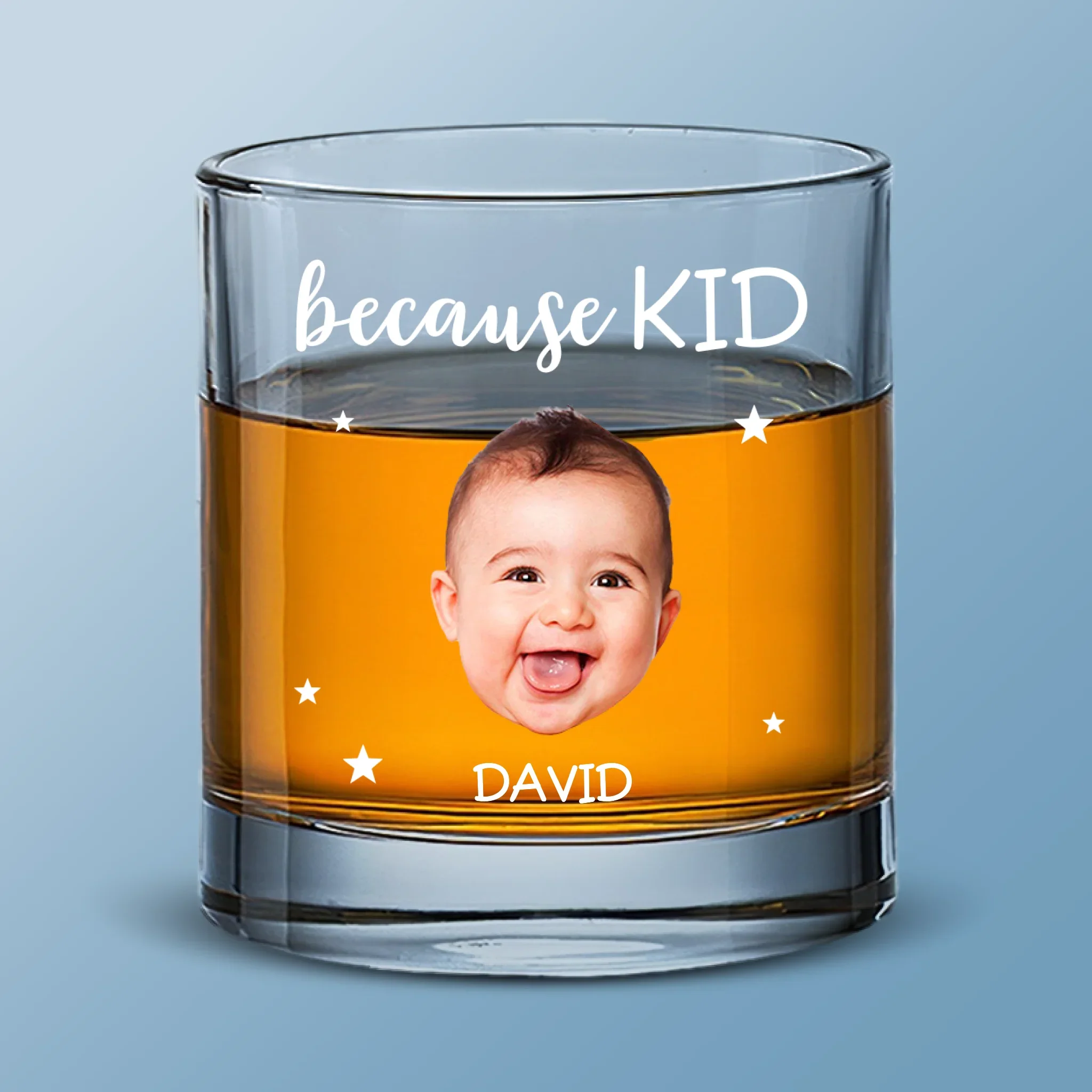 Custom Photo Because of You, My Heart Is Fuller - Family Personalized Custom Whiskey Glass - Father's Day, Gift For Dad, Grandpa - Robaser