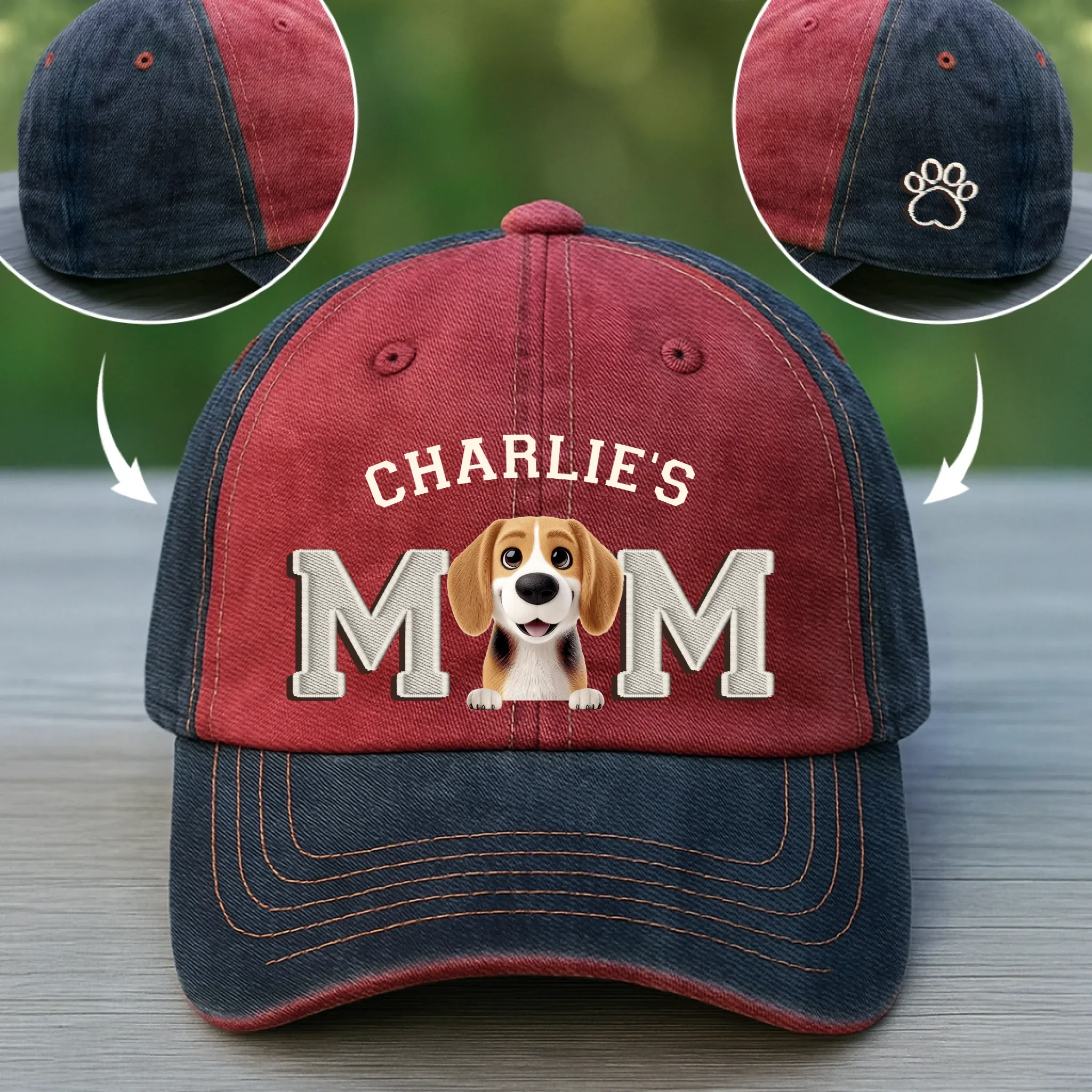 Custom Embroidered Effect Washed Denim Baseball Cap - Personalized Birthday Gifts For Dog Cat Lovers, Dog Dad And Mom, Cat Owners - Proud Dog Mom - Robaser