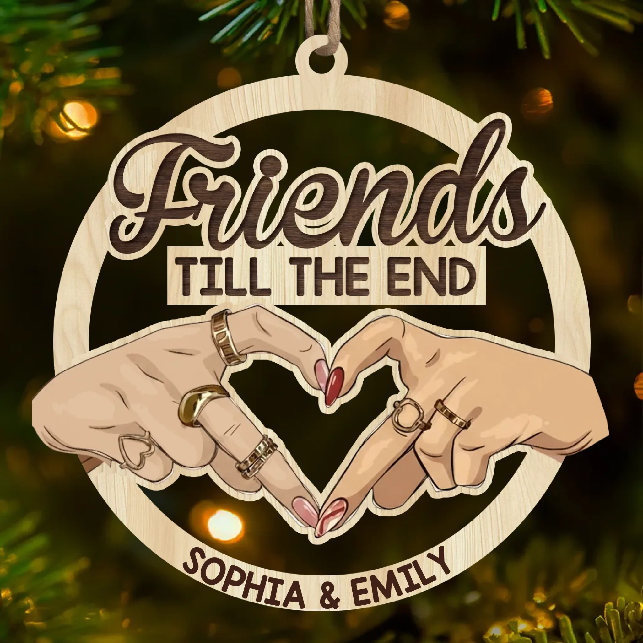 Custom Wood Ornament - Personalized Best Friend Christmas Birthday Gifts For Women, Besties, Sisters, BFF - Friends Till The End - Robaser