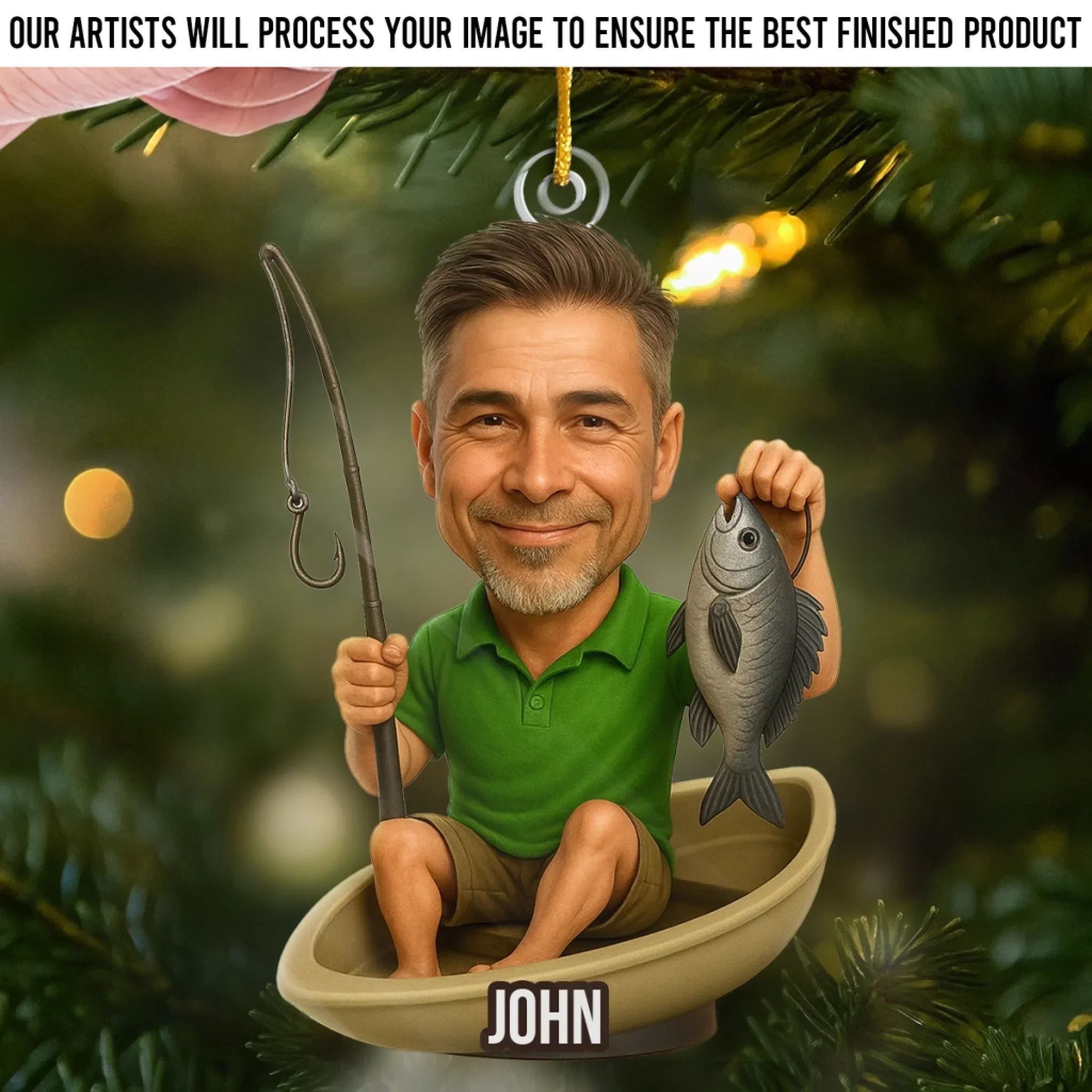 Custom Photo Acrylic Ornament - Personalized Christmas Birthday Fishing Gifts For Fisherman - Catch Of The Day - Robaser