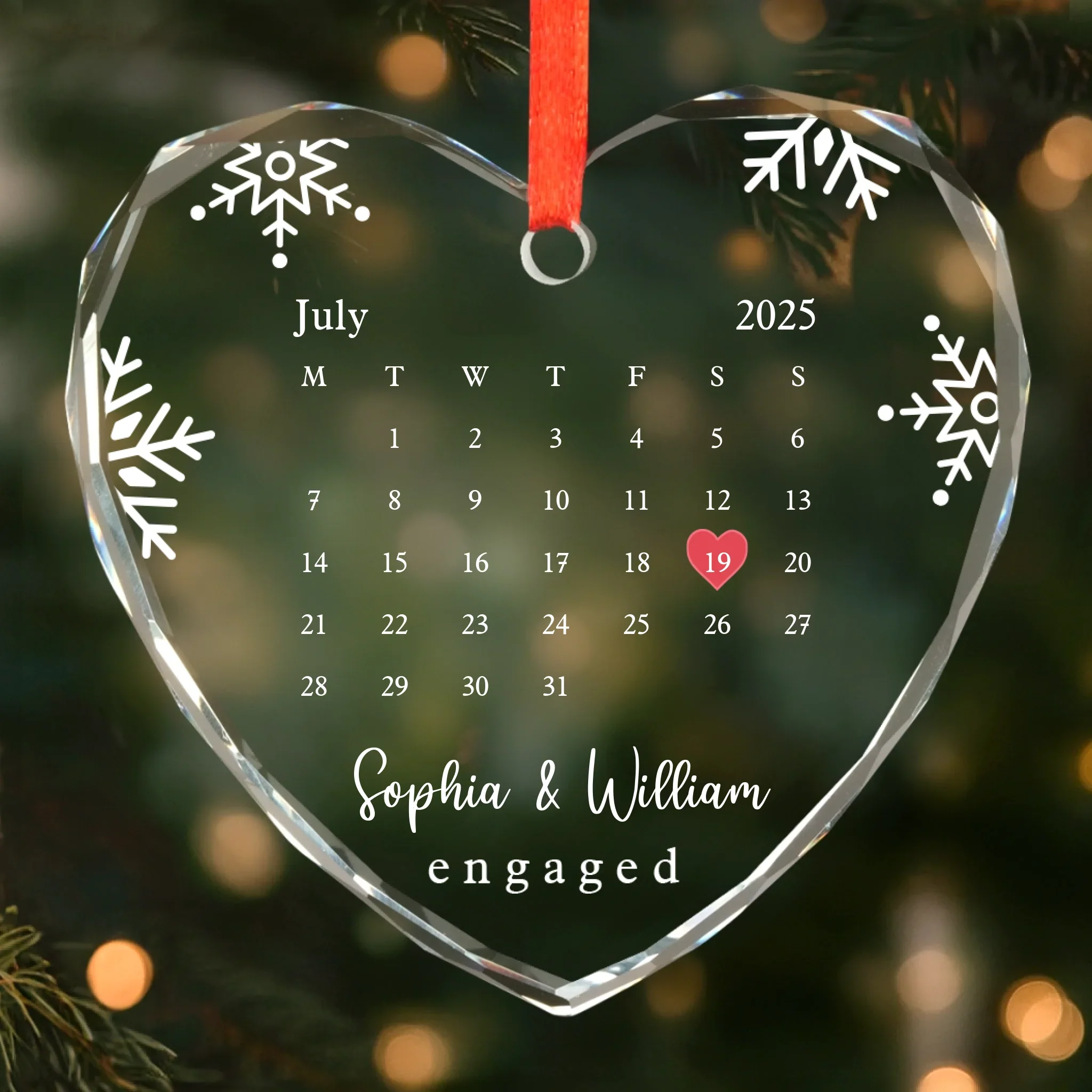 Custom Heart Glass Ornament - Personalized Anniversary Christmas Wedding Gifts For Husband And Wife, Him And Her - Married And Merry - Robaser