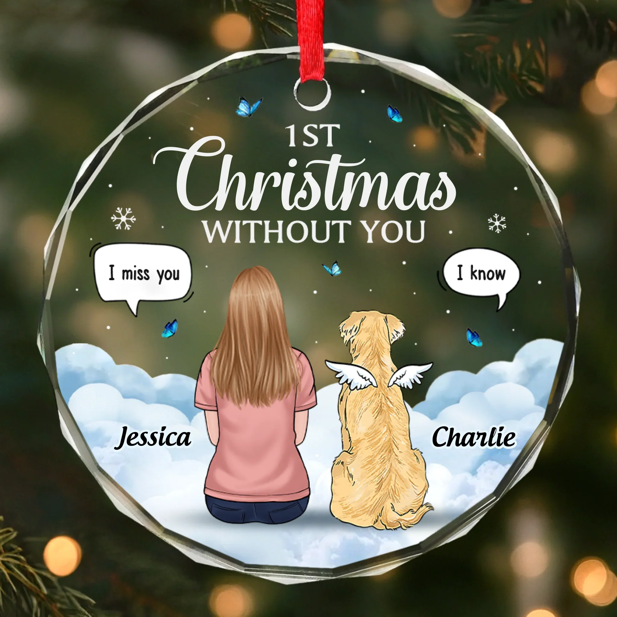Custom Circle Glass Ornament - Personalized Pet Christmas Memorial Sympathy Gifts For Dogs - Missing You Always - Robaser