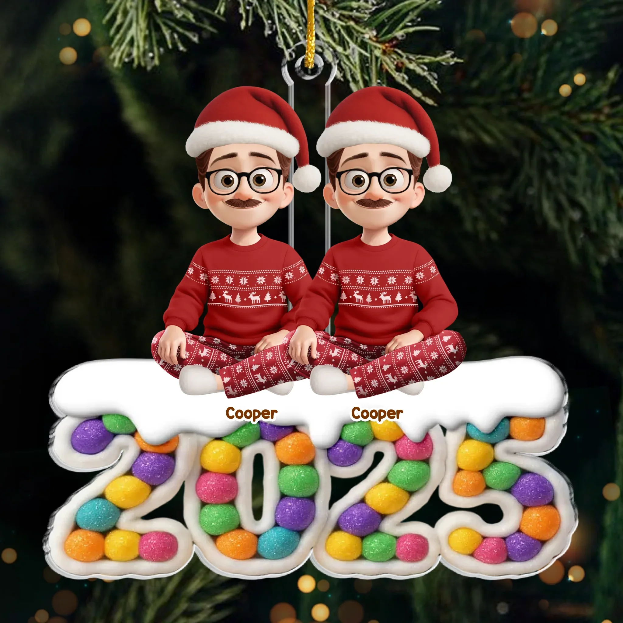 Custom Acrylic Ornament - Personalized Christmas Birthday Gifts For Family, Dog Cat Lovers - Love Gathers Here - Robaser