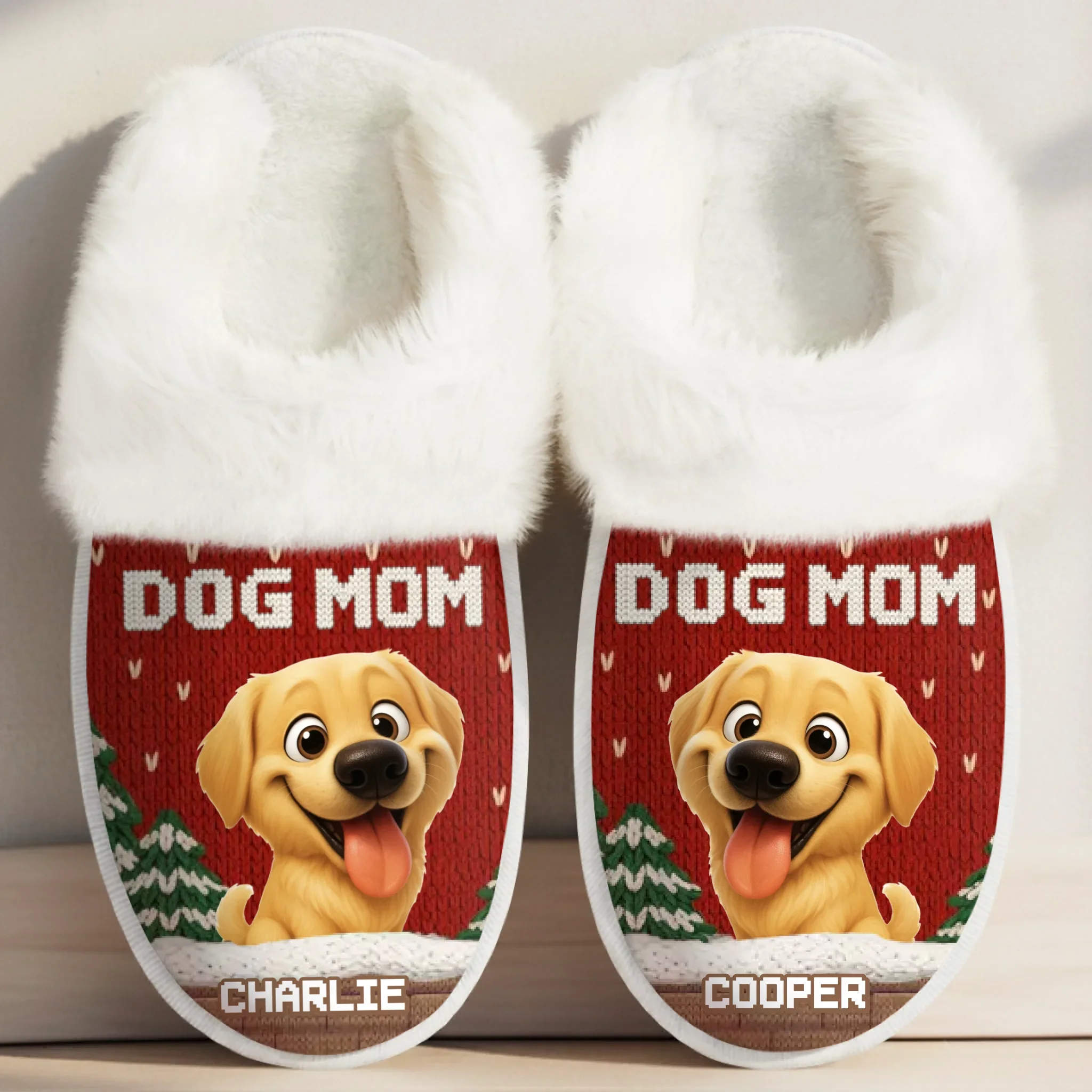 Custom Fluffy Slippers With Fur Lining - Personalized Christmas Birthday Gifts For Dog Cat Lovers, Dog Dad And Mom, Cat Owners - Best Dog Mom Ever - Robaser