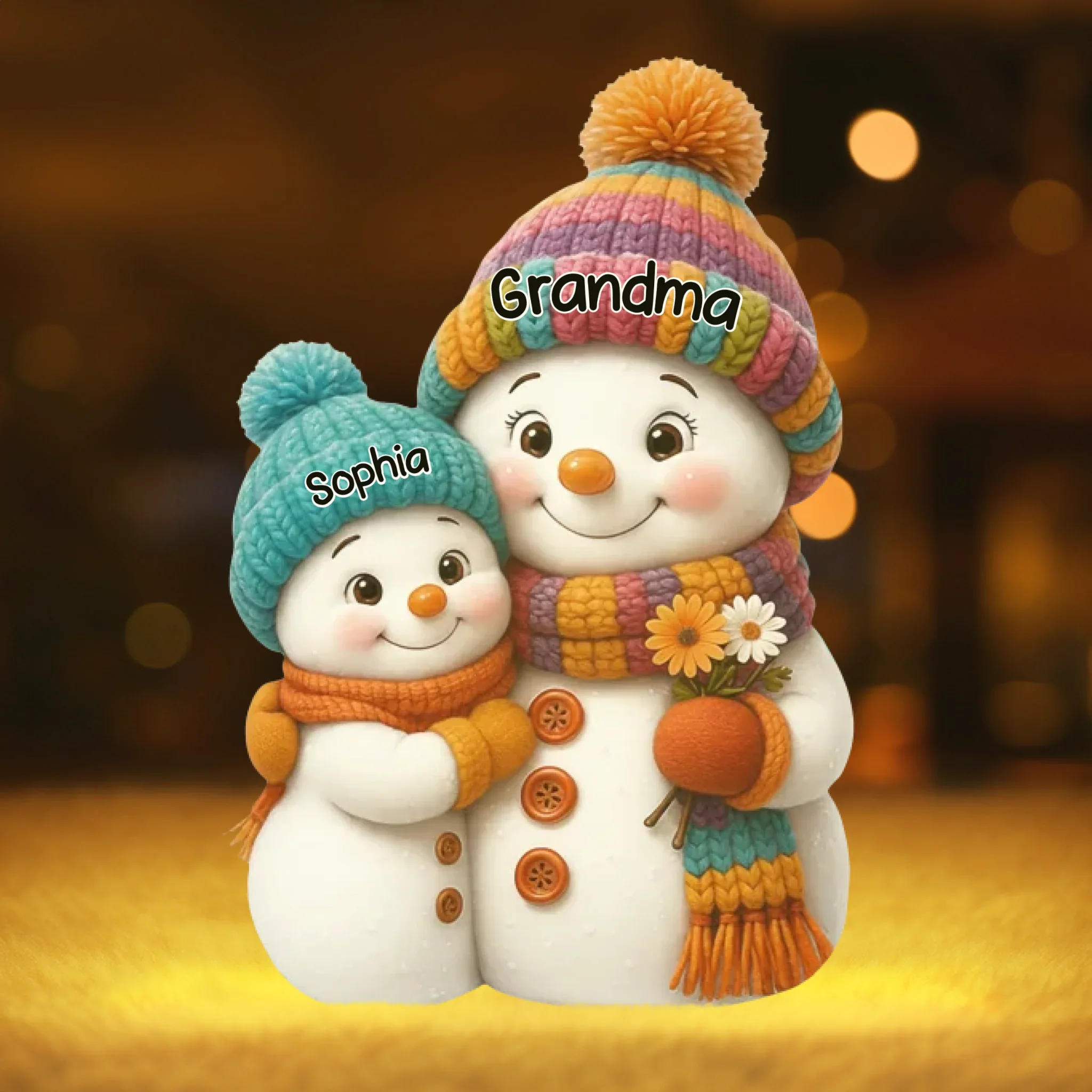 Custom Snowman Shaped Light Box - Personalized Christmas Birthday Gifts For Mom, Grandma - Baked With Love And Laughter - Robaser