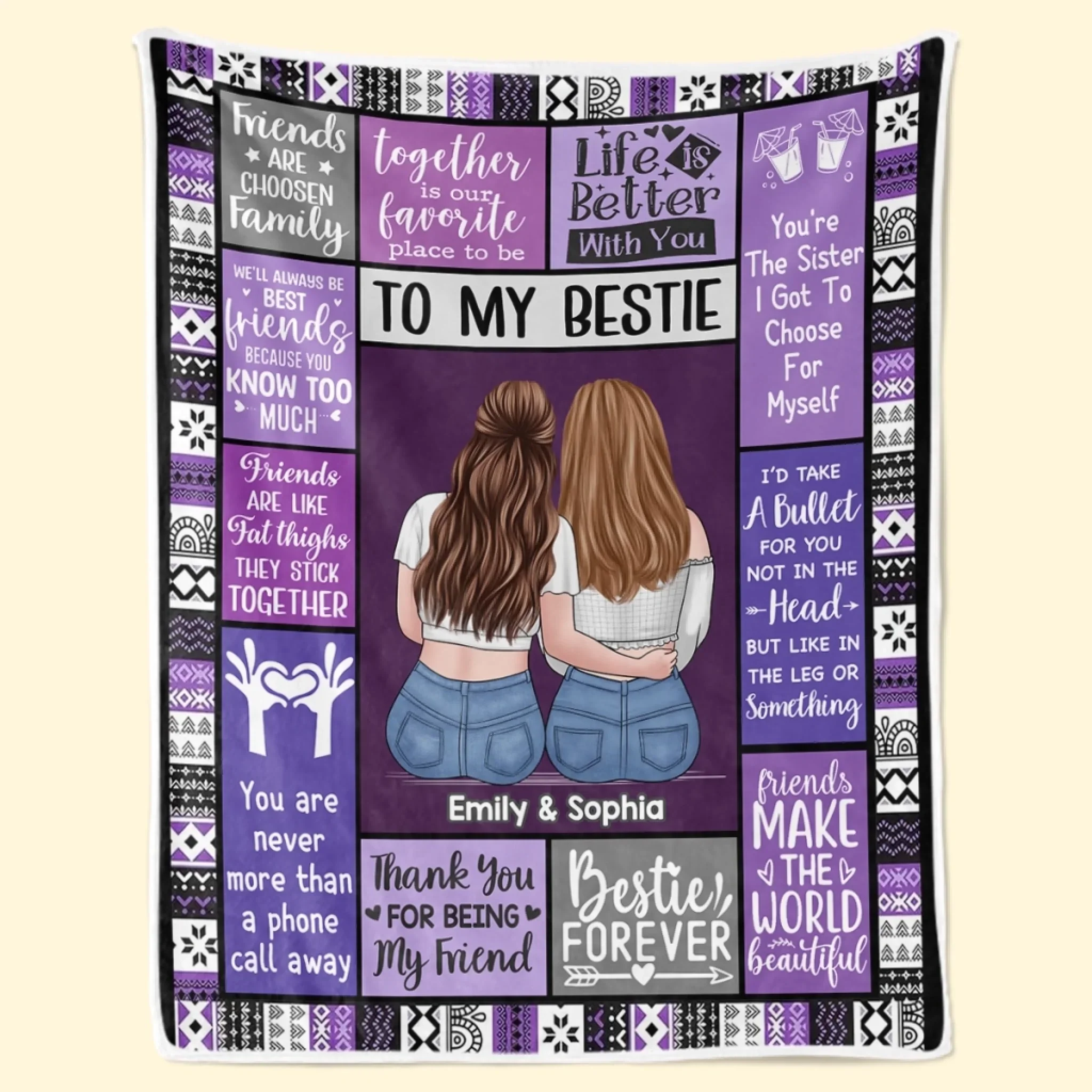 Custom Blanket - Personalized Best Friend Christmas Birthday Gifts For Women, Besties, Sisters, BFF - Always Better With My BFF - Robaser