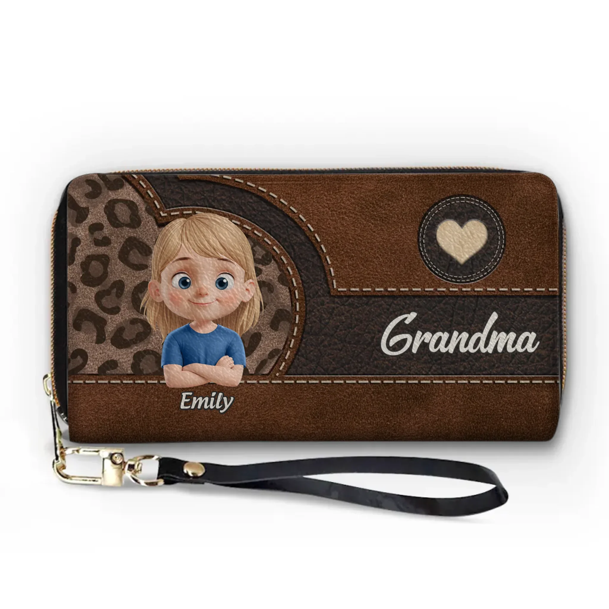 Where Love Is Always Within Reach - Family Personalized Custom Leather Long Wallet - Mother's Day, Gift For Mom, Grandma - Robaser