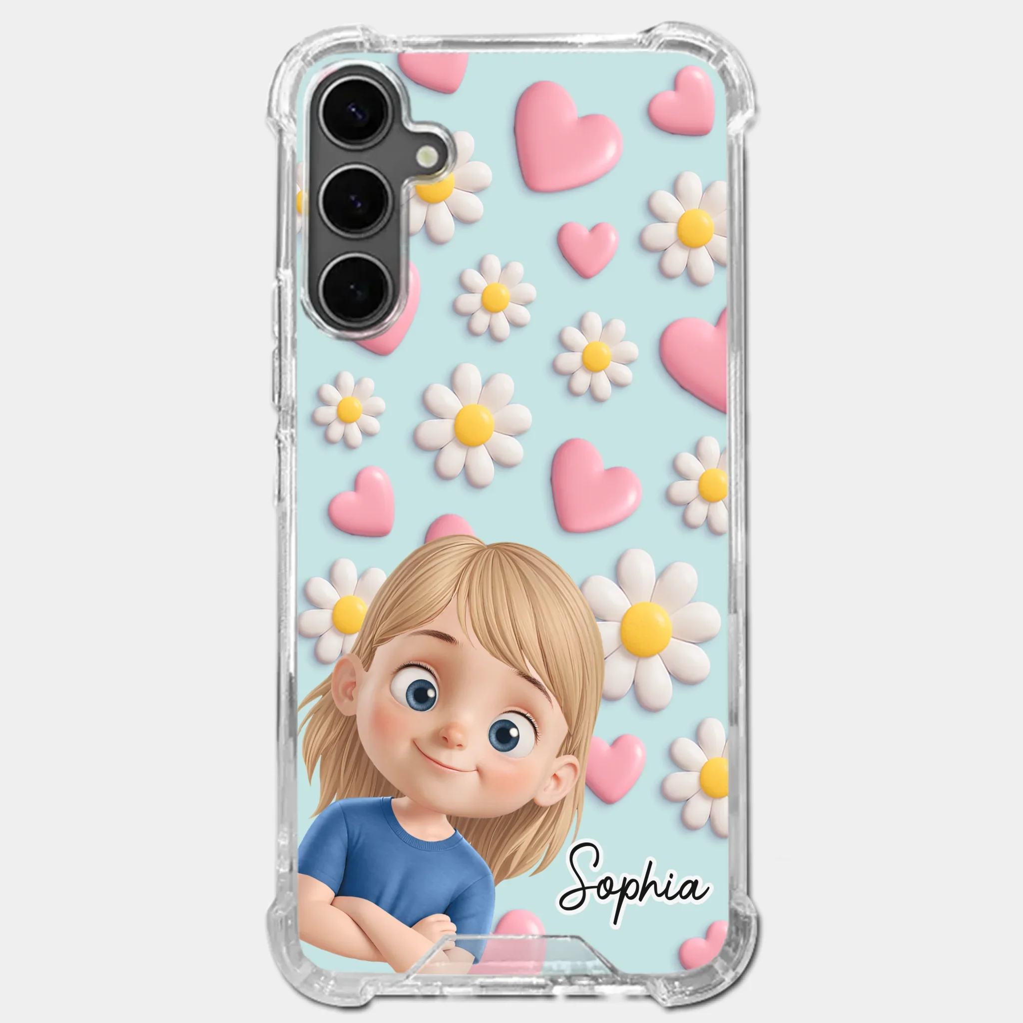 Custom 3D Inflated Effect Printed Clear Phone Case - Personalized Birthday Gifts For Mom, Grandma - Love You To Pieces - Robaser
