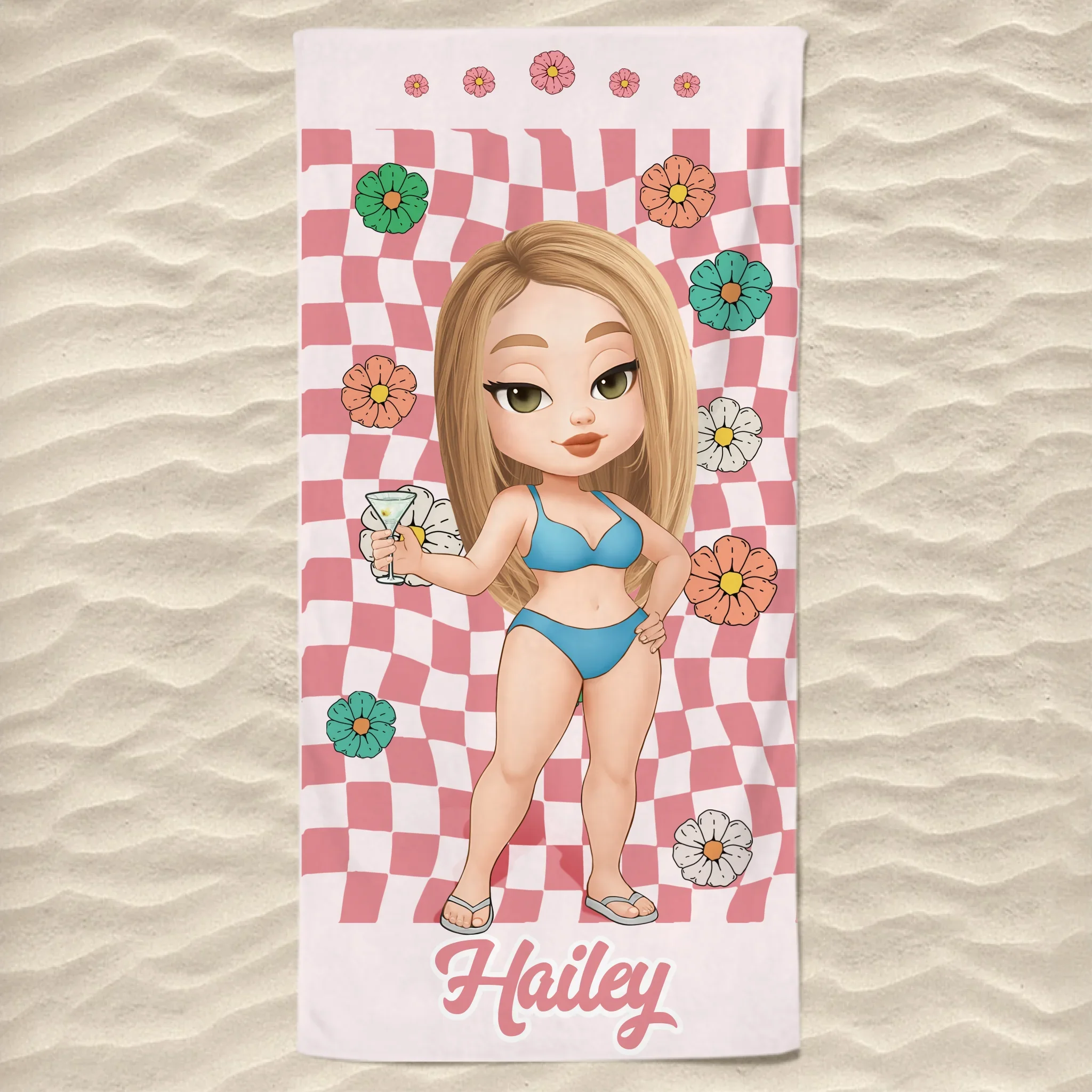 Custom Beach Towel - Personalized Summer Vacation And Travel Gifts For Women - Tropical Vibes All Day - Robaser